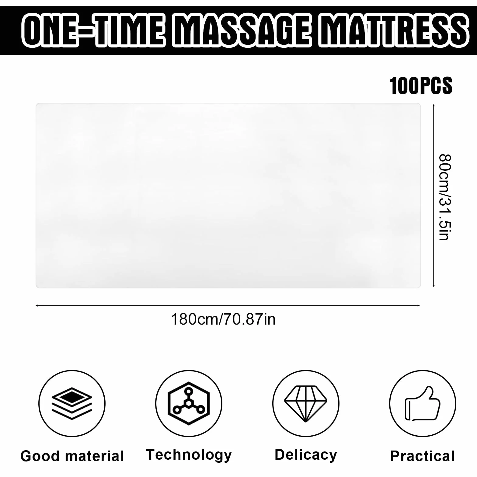 Lenzuola Da Massaggio 100PCS 80x180cm Bianco per Spa Tavoli Hotel