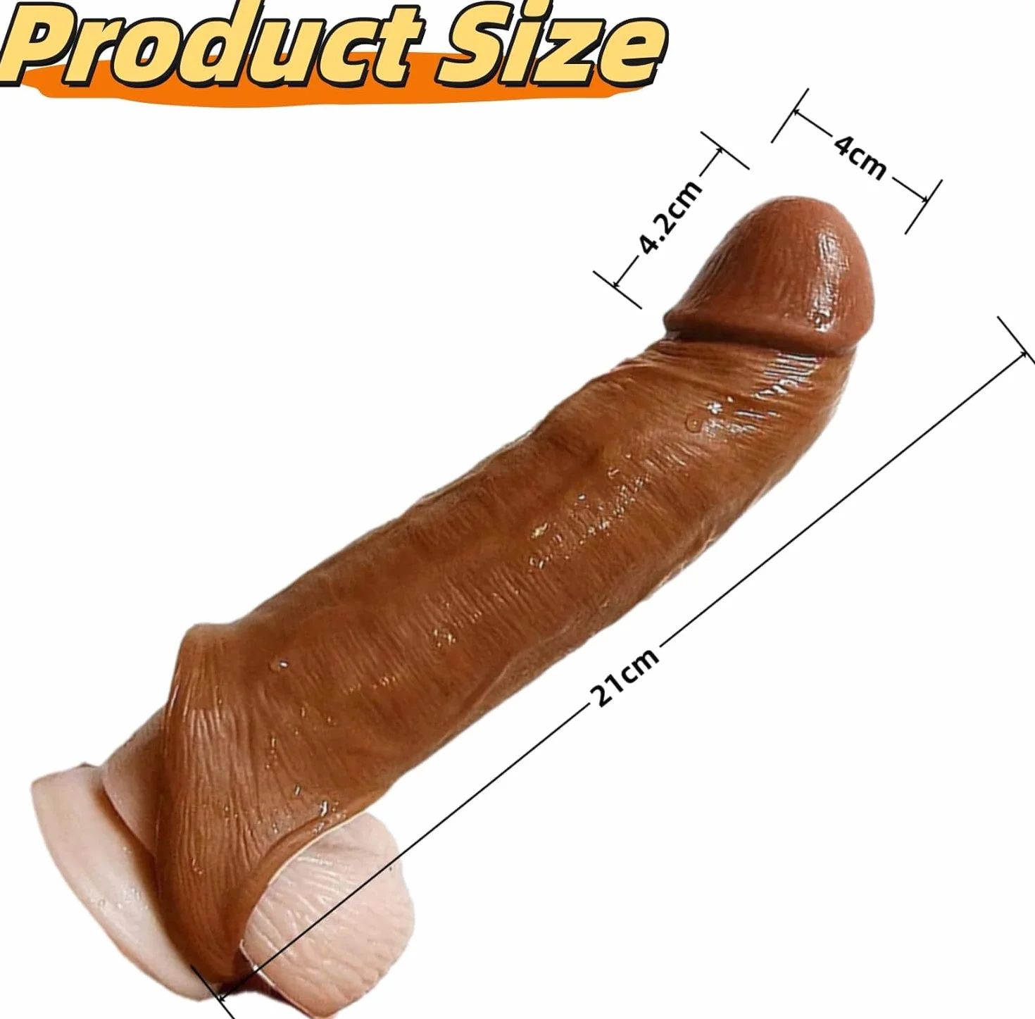 Guaina Pene Silicone, Pénile Ingrandimento Indossabile Morbido, Allungamento Maschile, Ritardante Sessuale Giocattolo Uomo, Bruno