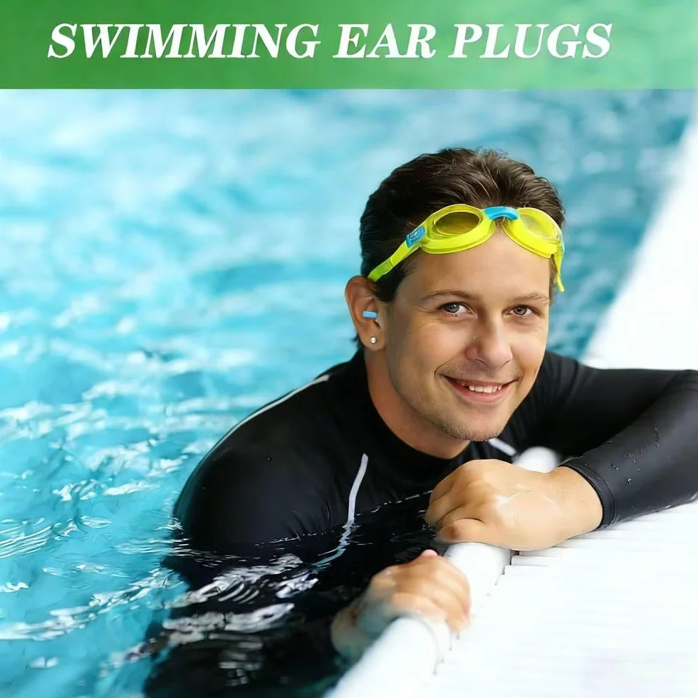 5 Paia Tappi per le Orecchie in Silicone Riutilizzabili, per Dormire, Russare, Studiare, Viaggiare, Nuoto Blu