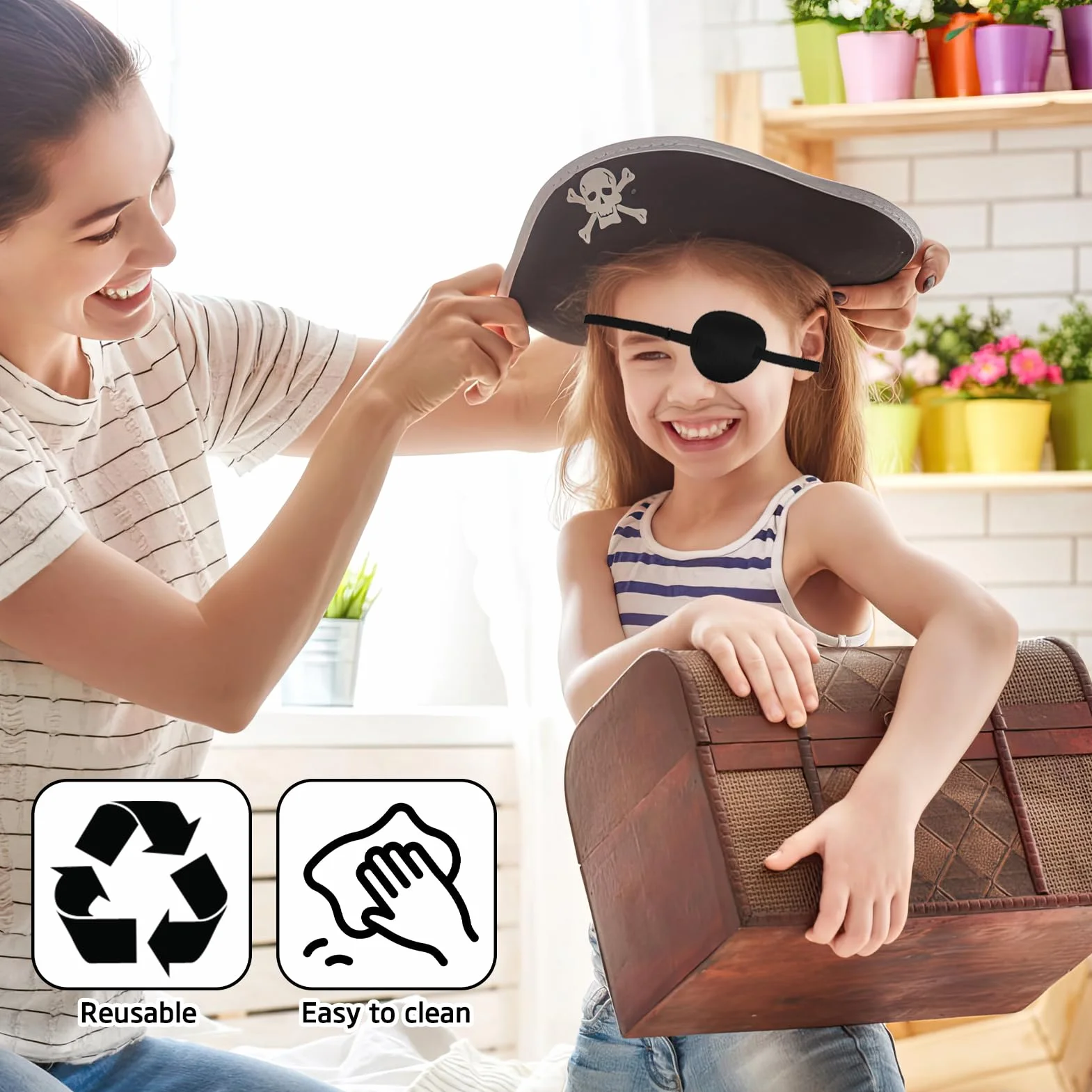 Benda Medica per Occhio Regolabile per Bambini e Adulti, Benda Oculare per Strabismo (Nero)