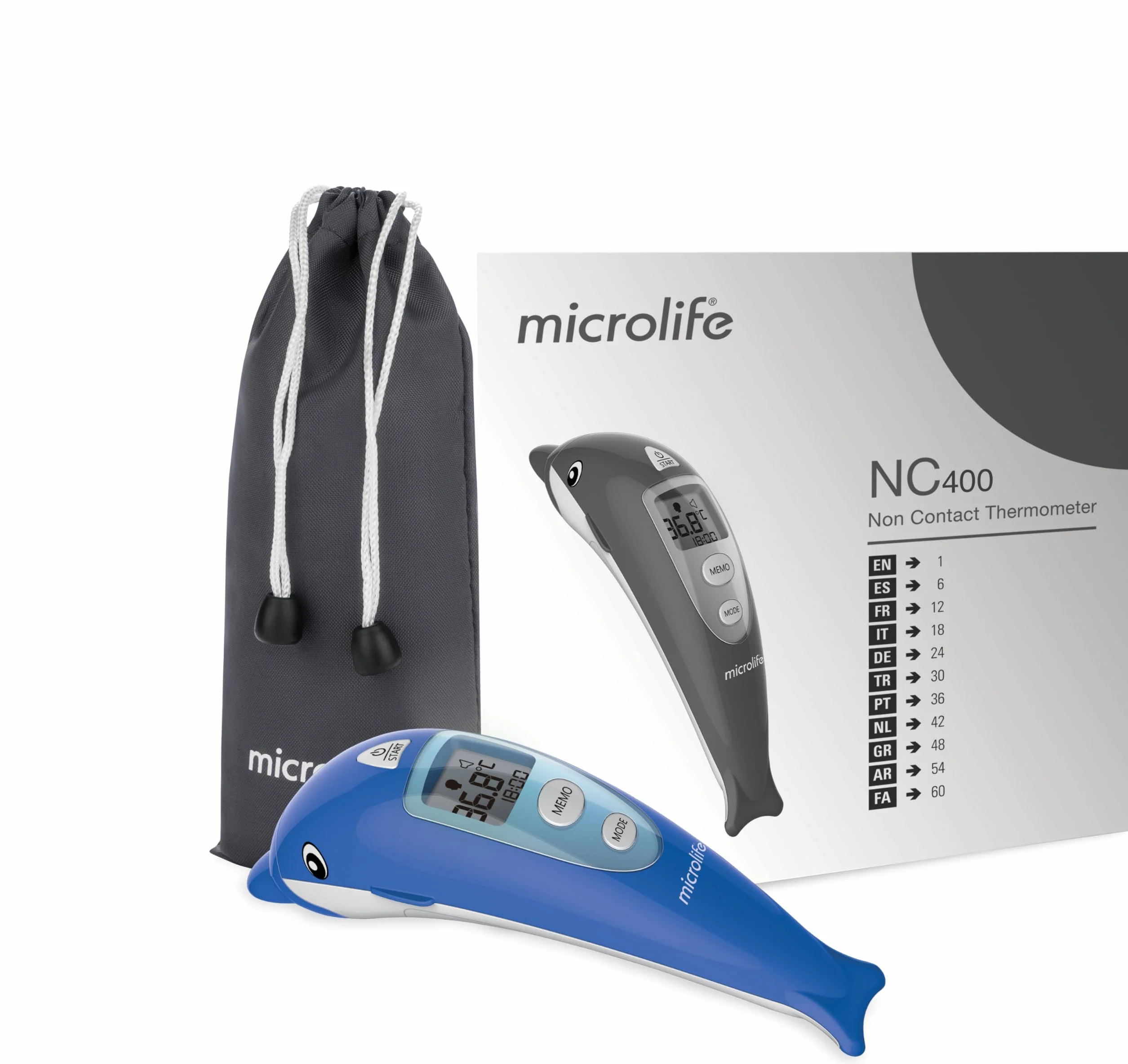 Microlife Termometro Frontale Senza Contatto NC 400, Guida Luminosa, 3 Modalità, Alta Precisione