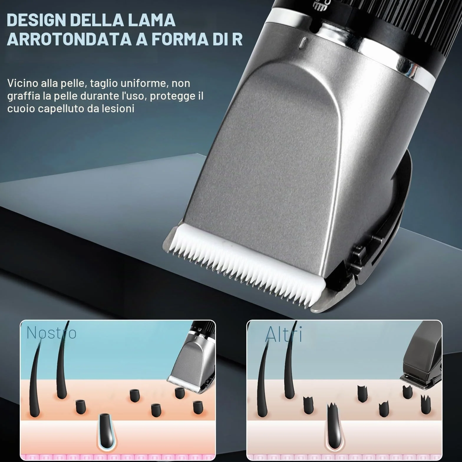 Cozary Rasoio Elettrico Barba, Macchinetta per Capelli, Tagliacapelli Uomo Professionale, Ricarica USB con Display a LED, 4 Pettini Guida, Senza Fili Trimmer, Regolabarba Uomo per Famiglia/Barbiere