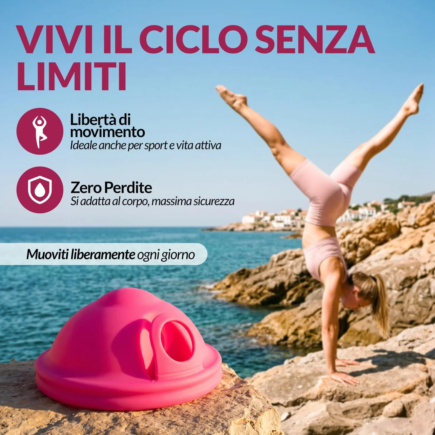 Disco Mestruale SafeLoop™ SENSYL in Silicone Medico – Ultra sottile, fino a 12 ore di protezione anche durante i rapporti – Ipoallergenico, senza BPA, taglie Regular e Small (Small)