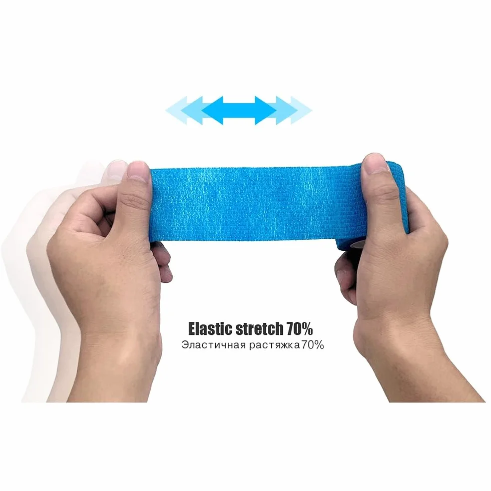 Nastro Avvolgente per Elastiche Autoadesive Sportive Blu per Cuscinetti di Supporto per Ginocchia, Caviglie,