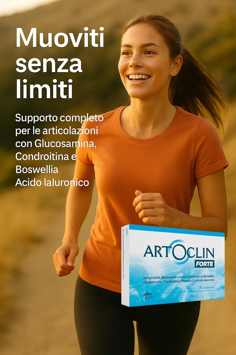 ARTOCLIN FORTE | Articolazioni e Cartilagine Integratori | Glucosamina, Condroitina, Acido Ialuronico, Boswellia e Vitamina C | Supporto Cartilagini, Mobilità e Comfort Articolare | Made in Italy