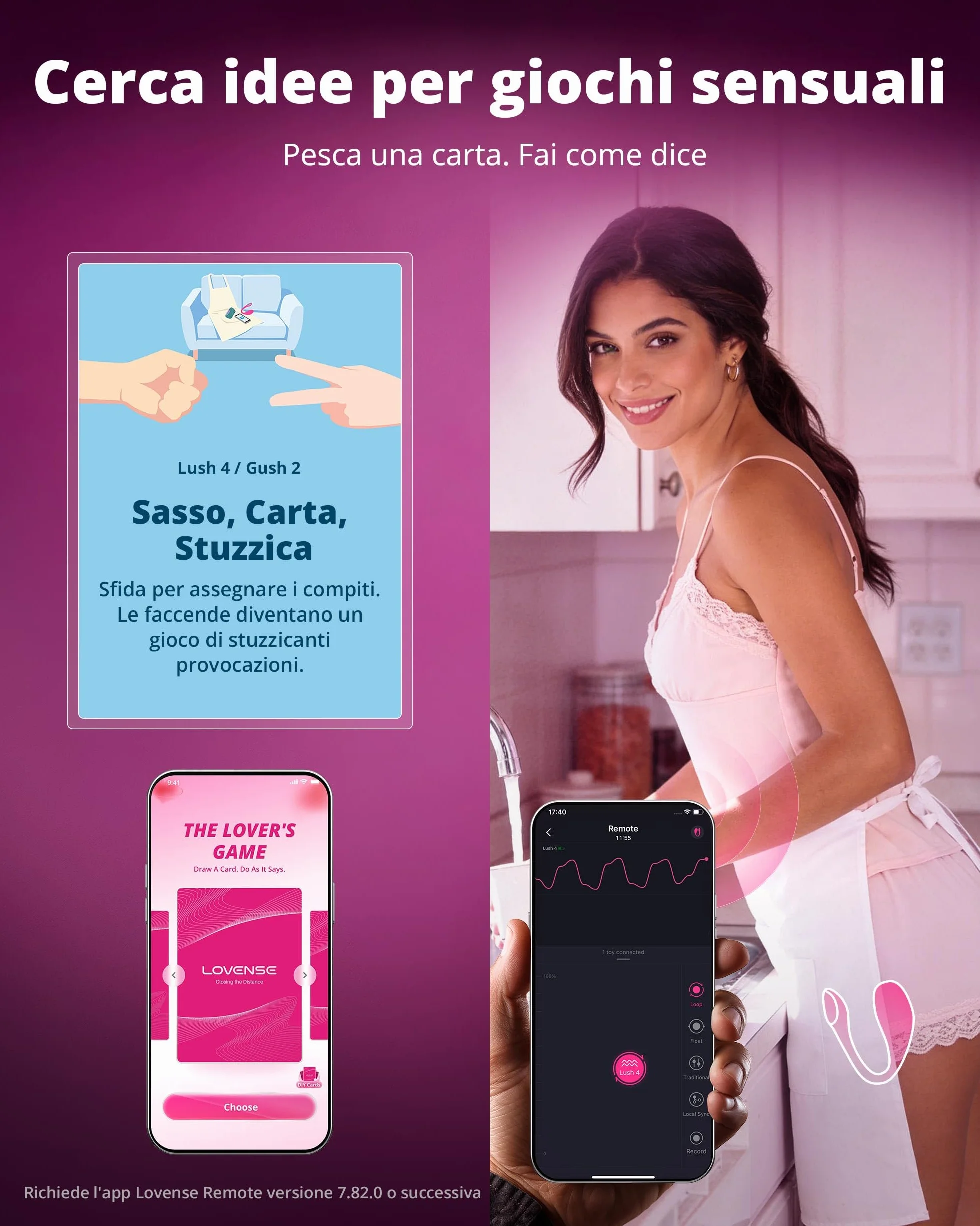 LOVENSE Lover Set Kit BDSM, toys sessuali per coppie, Vibratori Telecomandati via App – Lush 4 Sex Toy Indossabile Punto G, Gush 2 Masturbatore Maschile e Accessori, Regalo Premium per Uomo Donna