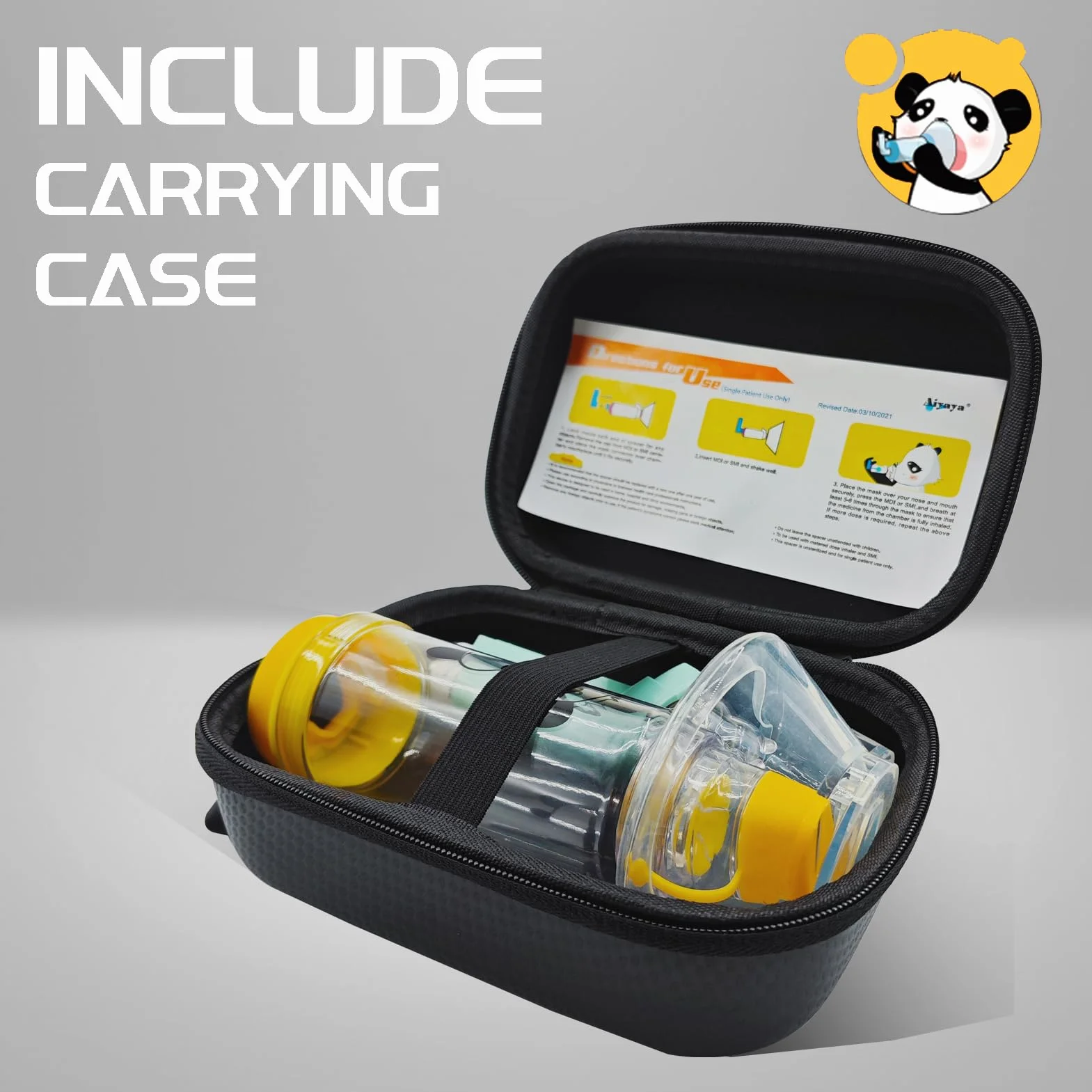 Distanziatore per inalatori bambini con maschera e custodia da viaggio, camera di aerosol utilizzata con qualsiasi inalatore a dose misurata per asma (maschera per bambini)