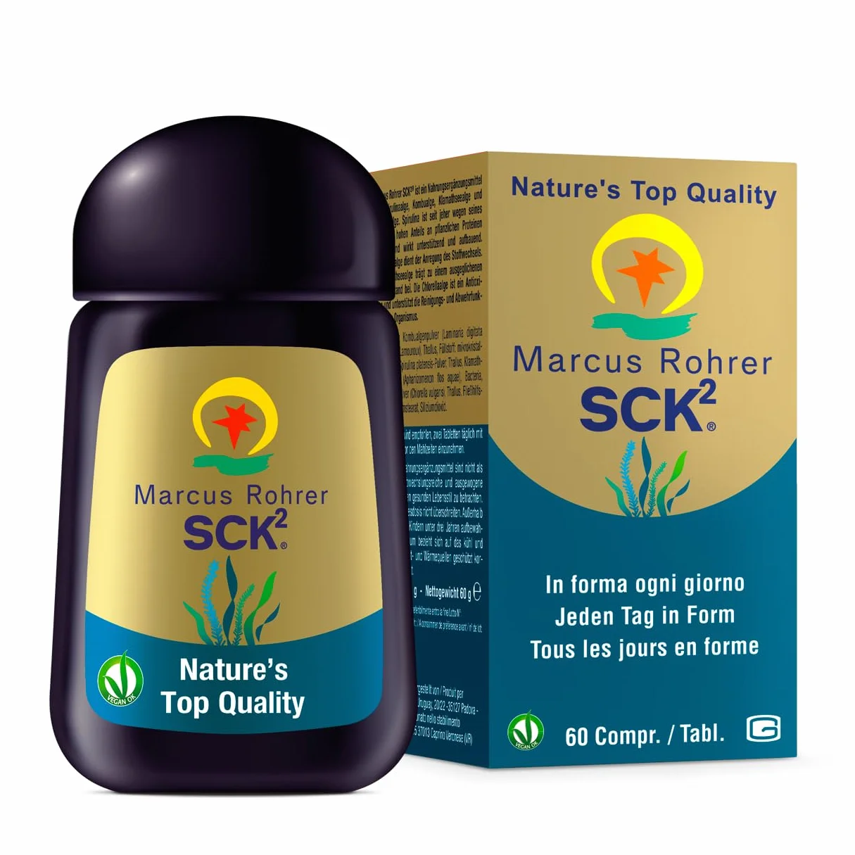 MARCUS ROHRER SCK2 Integratore Alimentare Spirulina Clorella Kombu Klamath 60 Compresse