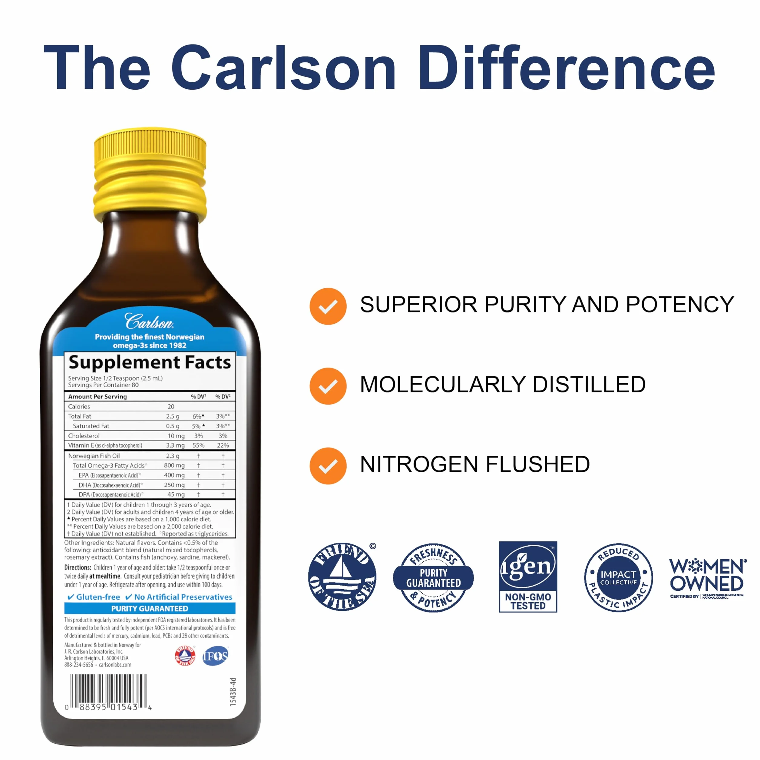 Carlson For Kids Very Finest Fish Oil Lemon, 200ml