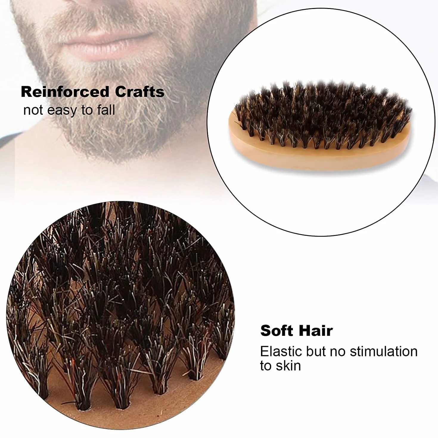 Spazzola per barba, in legno setola con 100% morbido pelo di cinghiale per aiuto, forma la tua barba, ammorbidimento e condizionamento che produce prurito barbe, spazzola per uomo da viaggio