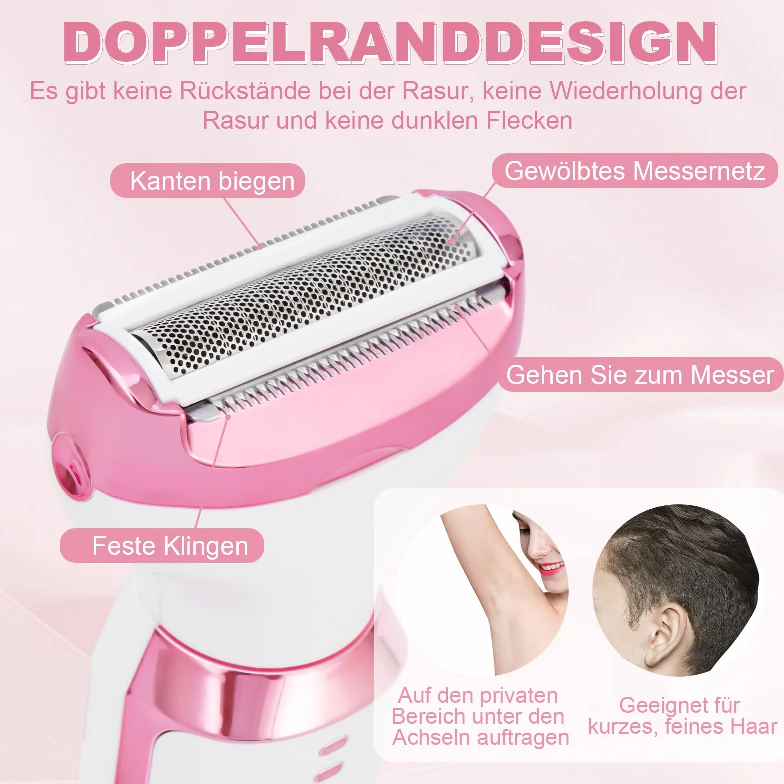 Rasoio Elettrico per le Donne, Rasoio Elettrico 5-in-1 per il Corpo, Rasoio Secco Bagnato Indolore per Bikini, Ascelle, Gambe, Sopracciglia e naso, Ricarica USB