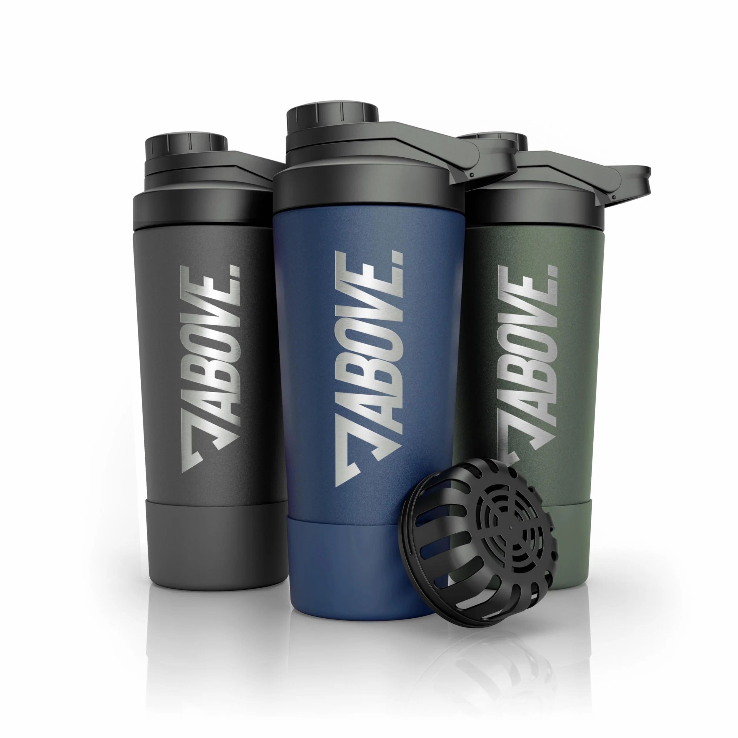 ABOVE. Shaker Proteine Acciaio Inox 750ml – Senza BPA e Termico: Bevande Fredde per 12H – Scala Incisa & Tappo 100% Antigoccia – Robusto e Durevole – Lavabile in Lavastoviglie fino a 45°C (Blu)