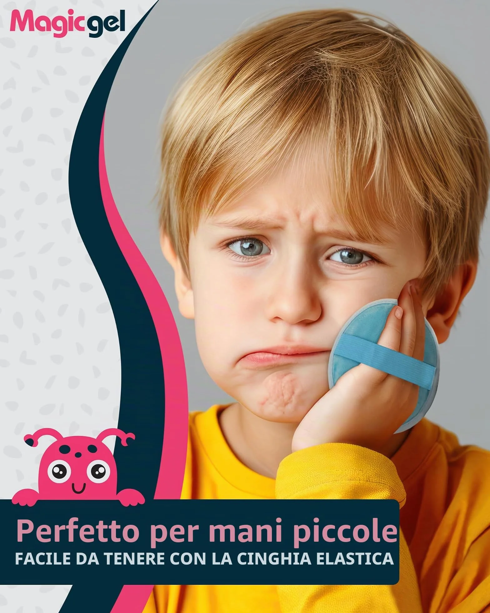Magic Gel Ghiaccio Gel Riutilizzabile Bambini Set di 4 Impacco Caldo Freddo Freezer Microonde Ginocchio Mal di Denti Febbre Design Piccoli Mostri