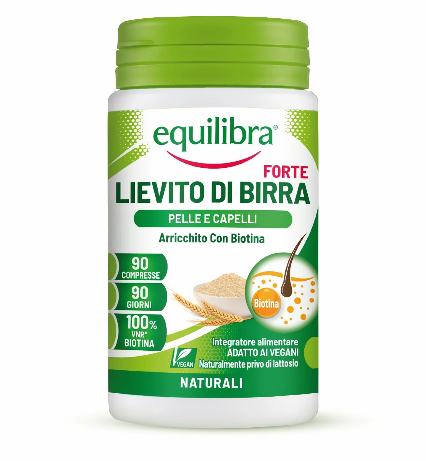 Equilibra Lievito di Birra Forte Integratore Capelli e Pelle con Biotina 90 Compresse