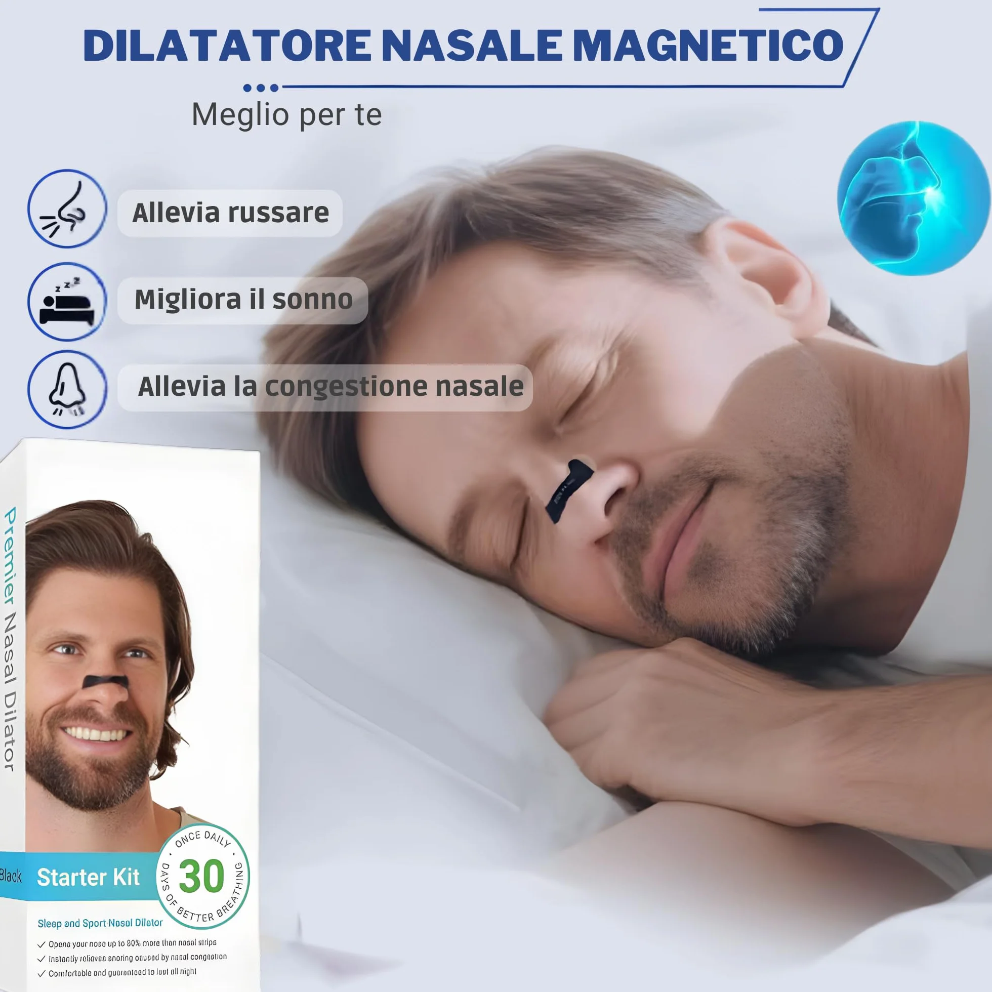 Cerotti Nasali Magnetici Antirussamento 60 Pezzi Extra Forti Riutilizzabili per Sonno e Sport