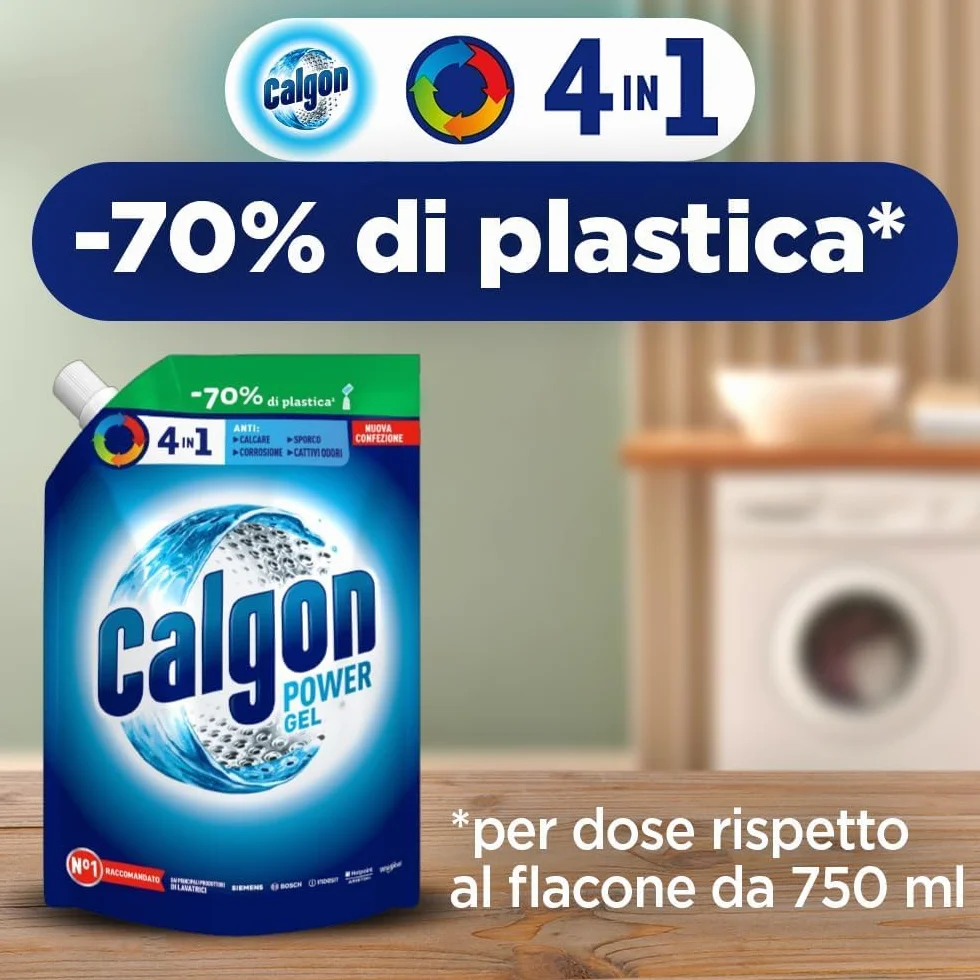 Calgon Power Gel Anticalcare Lavatrice 4 in 1, 1.2l Additivo per Capi Morbidi