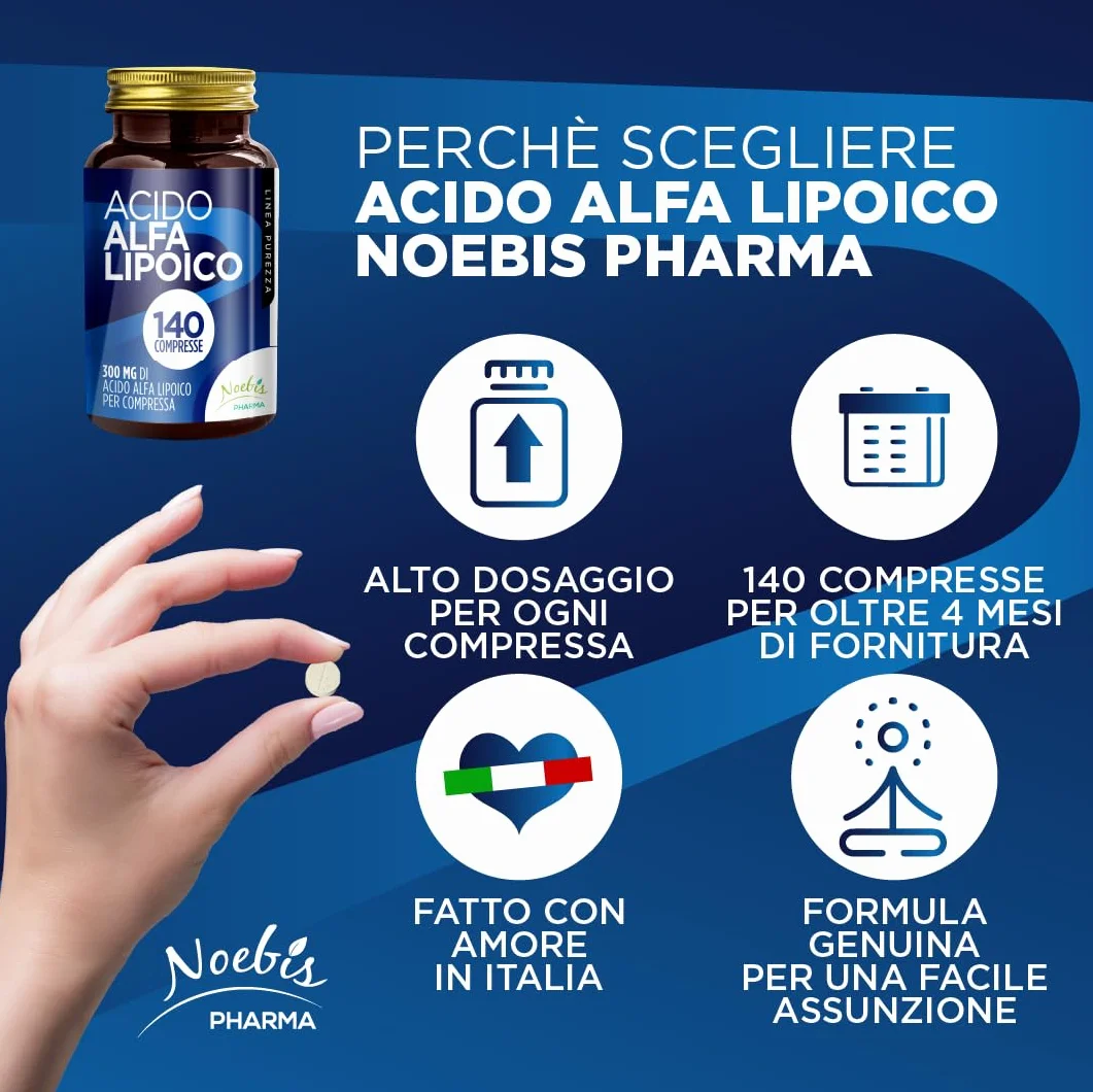 Acido Alfa Lipoico Noebis Pharma 300 mg 140 Compresse Supporto Antiossidante Metabolismo Energetico