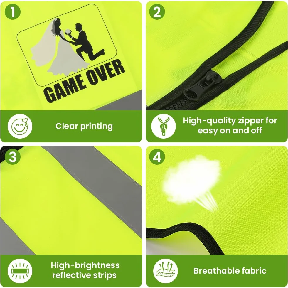 Addio al Celibato, Gilet Riflettente Sposo, Decorazione Giubbotto di Avvertimento, Maglietta Jga, Idea Regalo Divertente per Futuro Sposo Costume Addio al Celibato Uomo