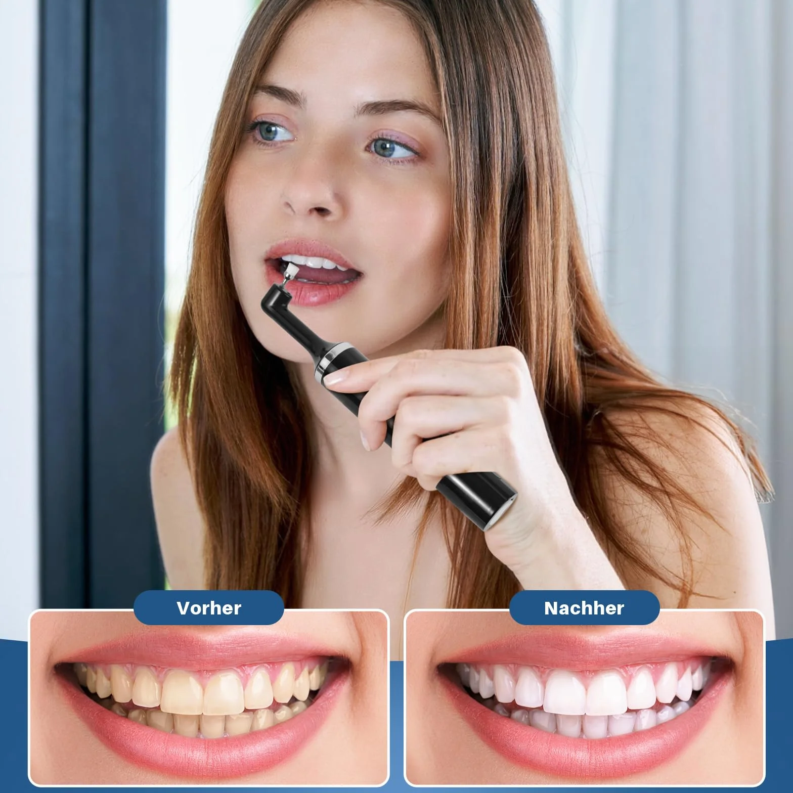 Morfone Set sbiancamento denti lucidatrice dentale 5 modalità 5 teste LED USB-C IPX6