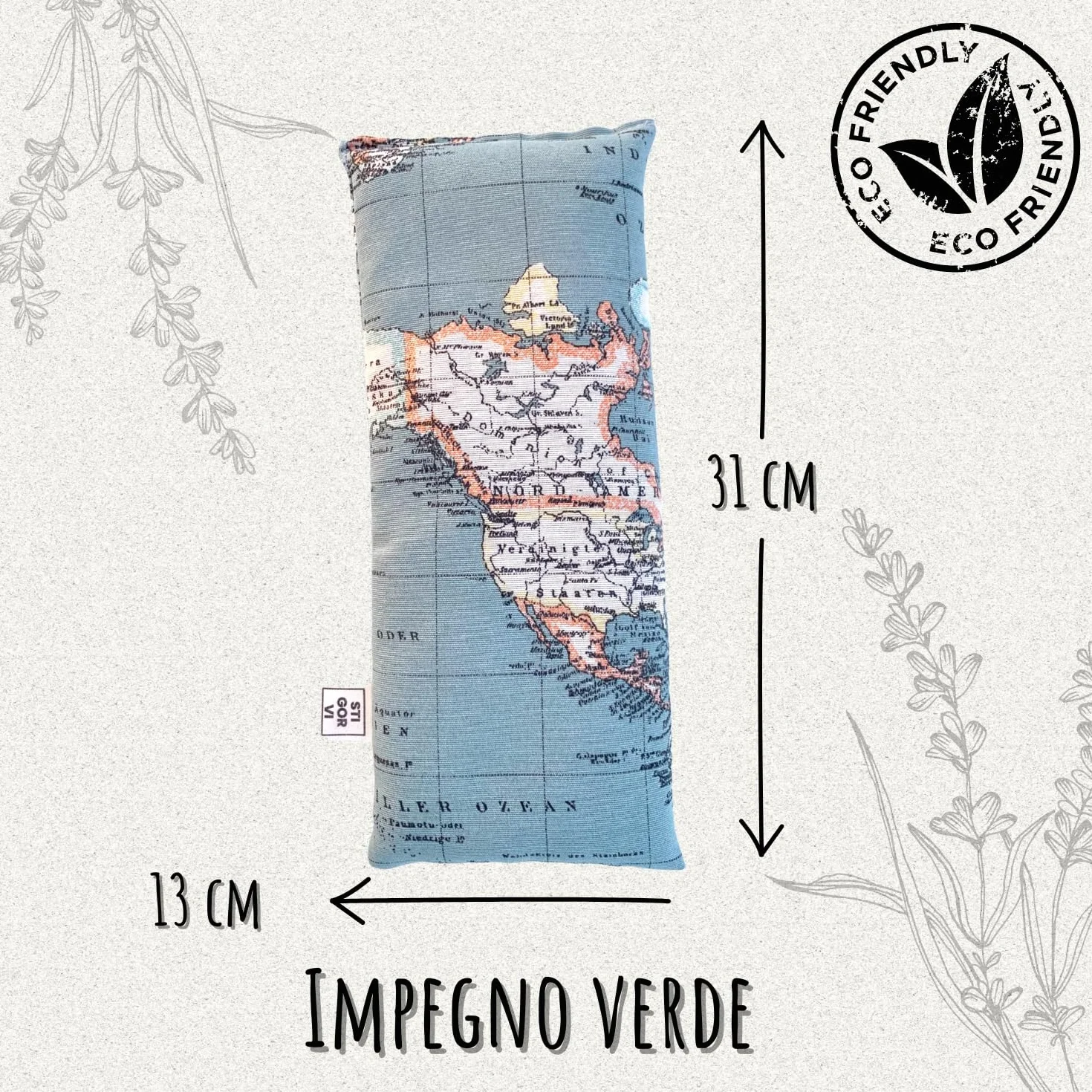 Sacchetto di semi per microonde fatto a mano in Spagna - Borsa termica multiuso per calore e freddo - Cuscino (13cm x 31cm) - 100% artigianale con semi naturali di lavanda