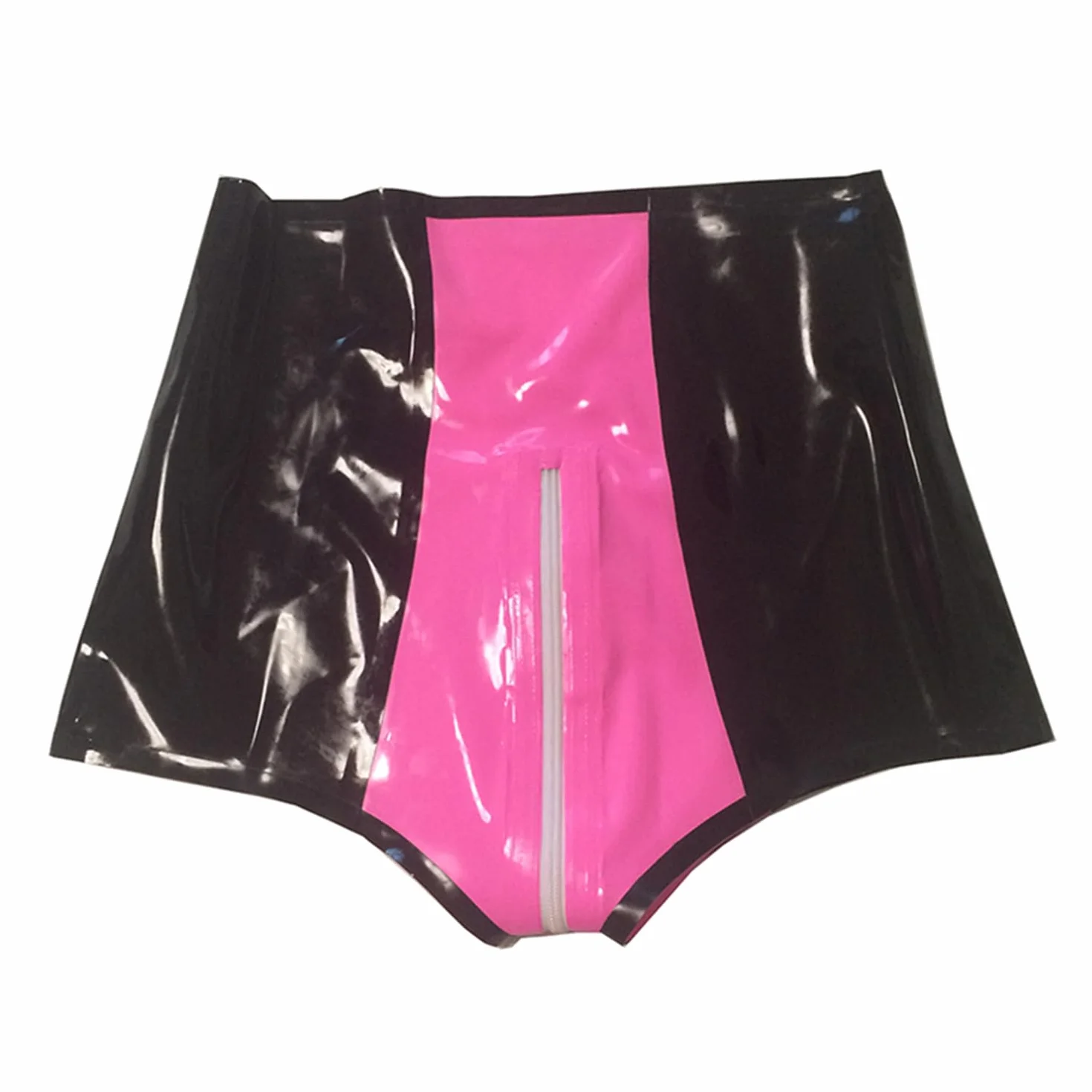 Pantaloncini in Lattice Nero e Rosa Donna, Slip Gomma Naturale con Cerniera Doppio Cursore per Costumi Cosplay