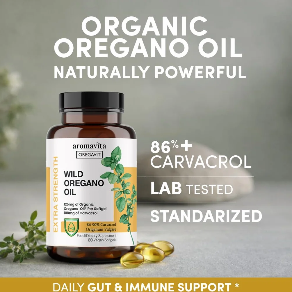 Olio Selvatico Vegano di Origano Capsule Biologico 86-90% Carvacrolo 60 Capsule