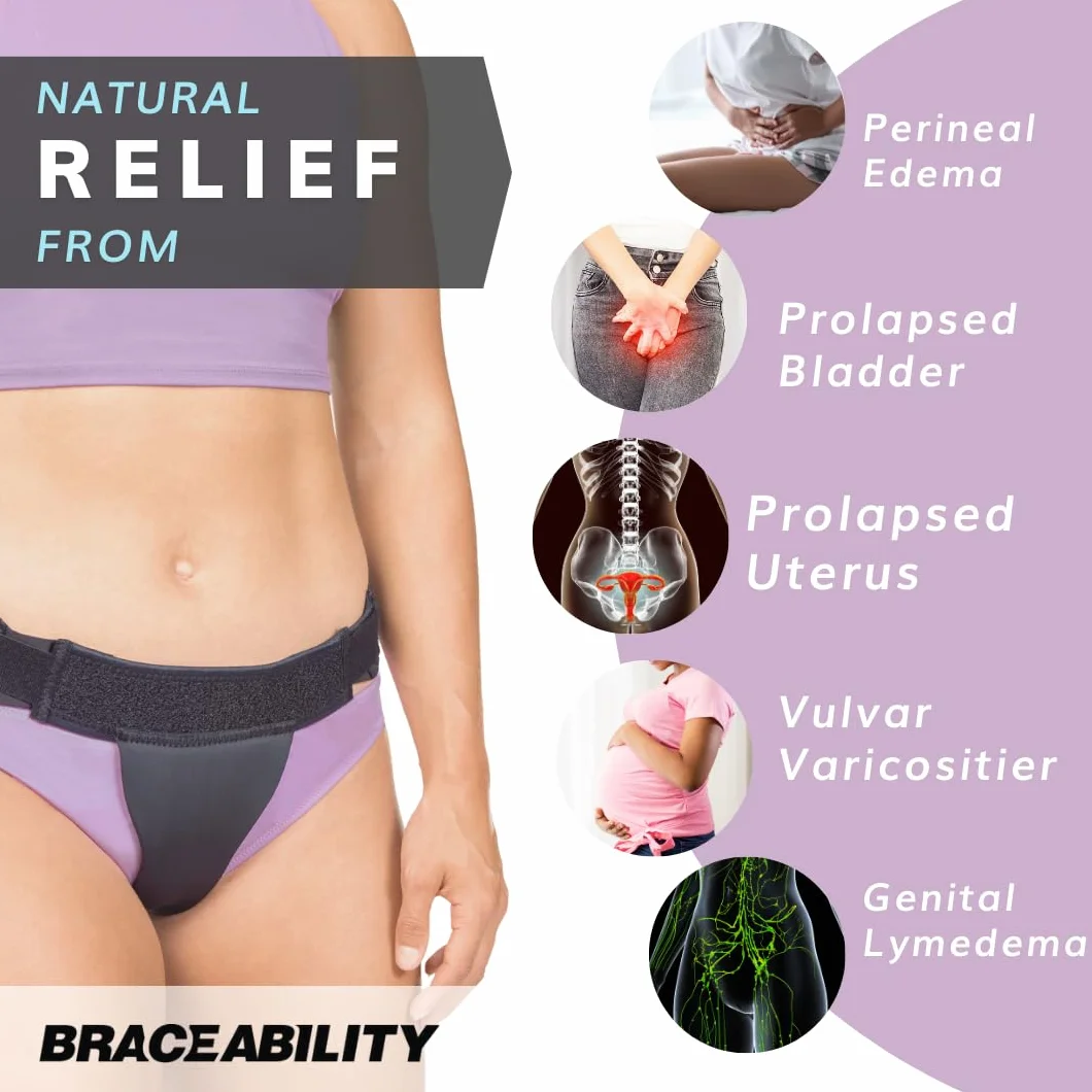 BraceAbility Pelvic Pro - Cintura di supporto per prolasso da donna, in attesa di brevetto, per vescica caduta, varicosità vulvari, recupero post-parto e sinfisi Pubis disfunzione dolore (M)