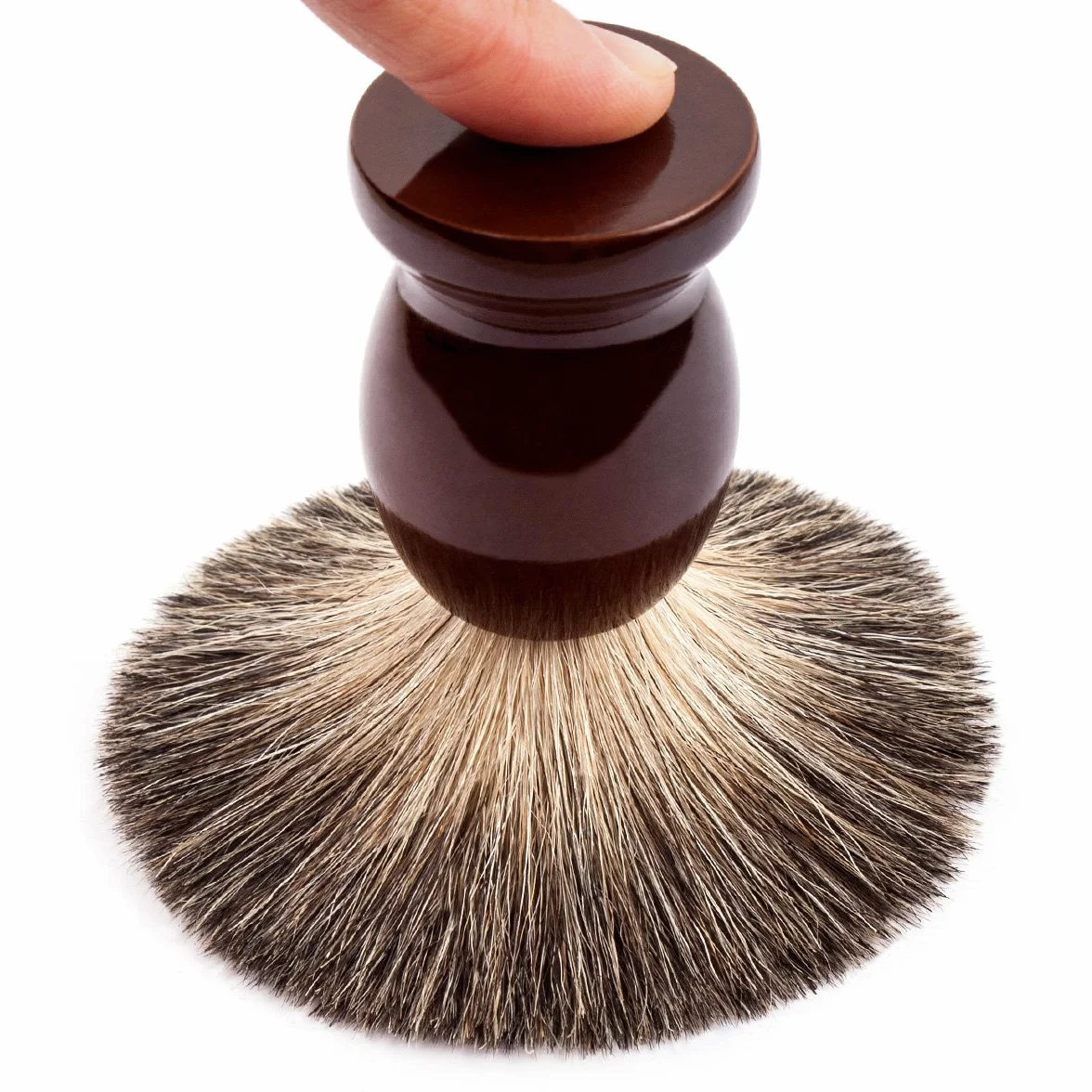 QSHAVE - Pennello da barba fatto a mano, setole di vero pelo di tasso puro al 100%, con vere setole di tasso, manico in legno La scelta migliore per una rasatura umida con rasoio.