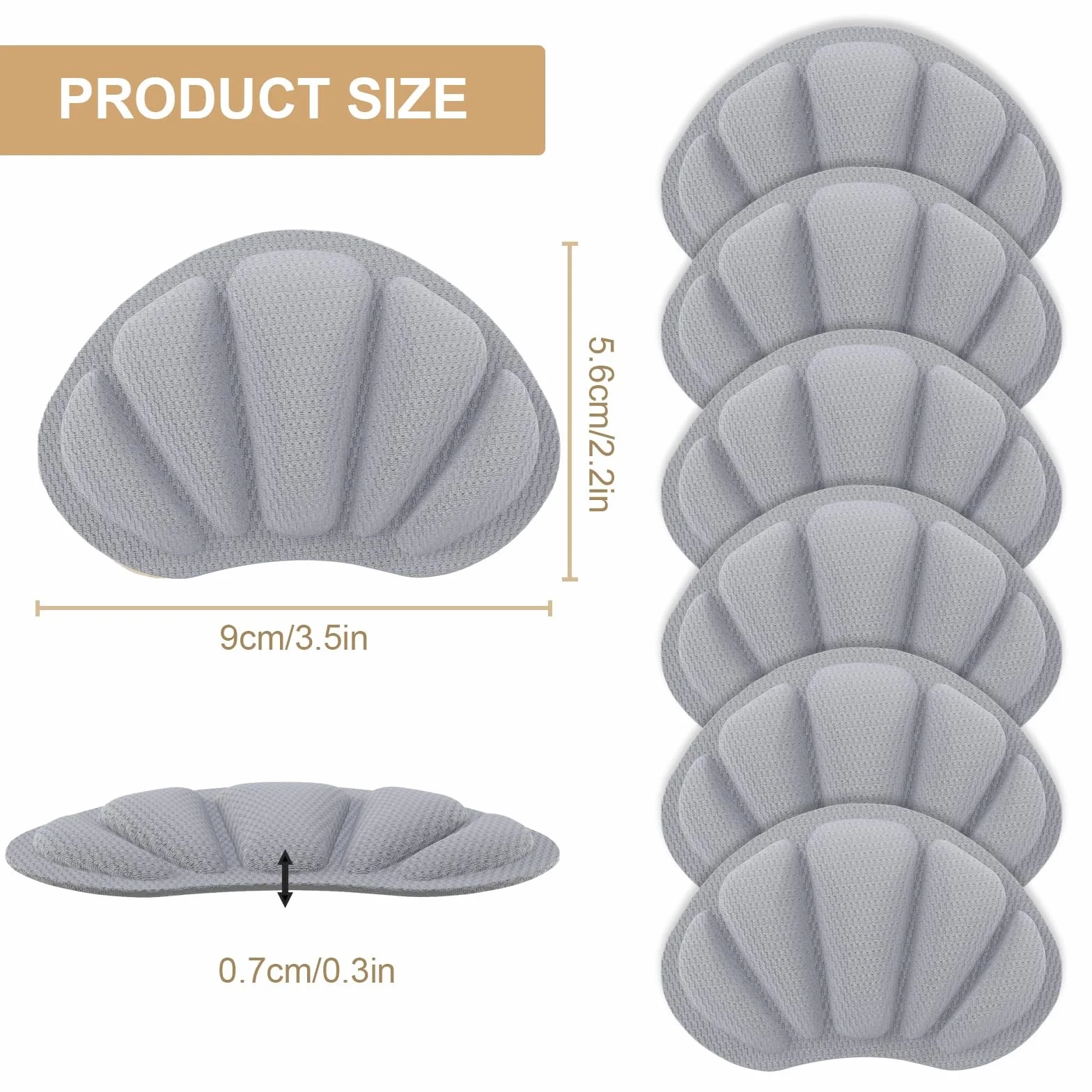 3 PAIA cuscinetti salva tallone per scarpe, proteggi tallone autoadesivo, solette antiscivolo, inserti morbidi per prevenire sfregamenti & vesciche (grigio)
