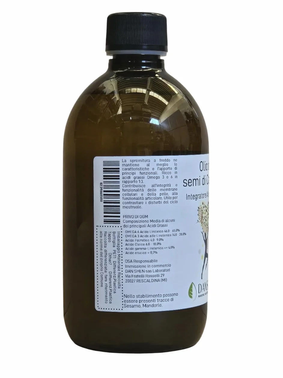 Olio di Canapa Semi 0,5 L Ricco di Acidi Grassi Omega 3-6-9 Integratore Alimentare No OGM