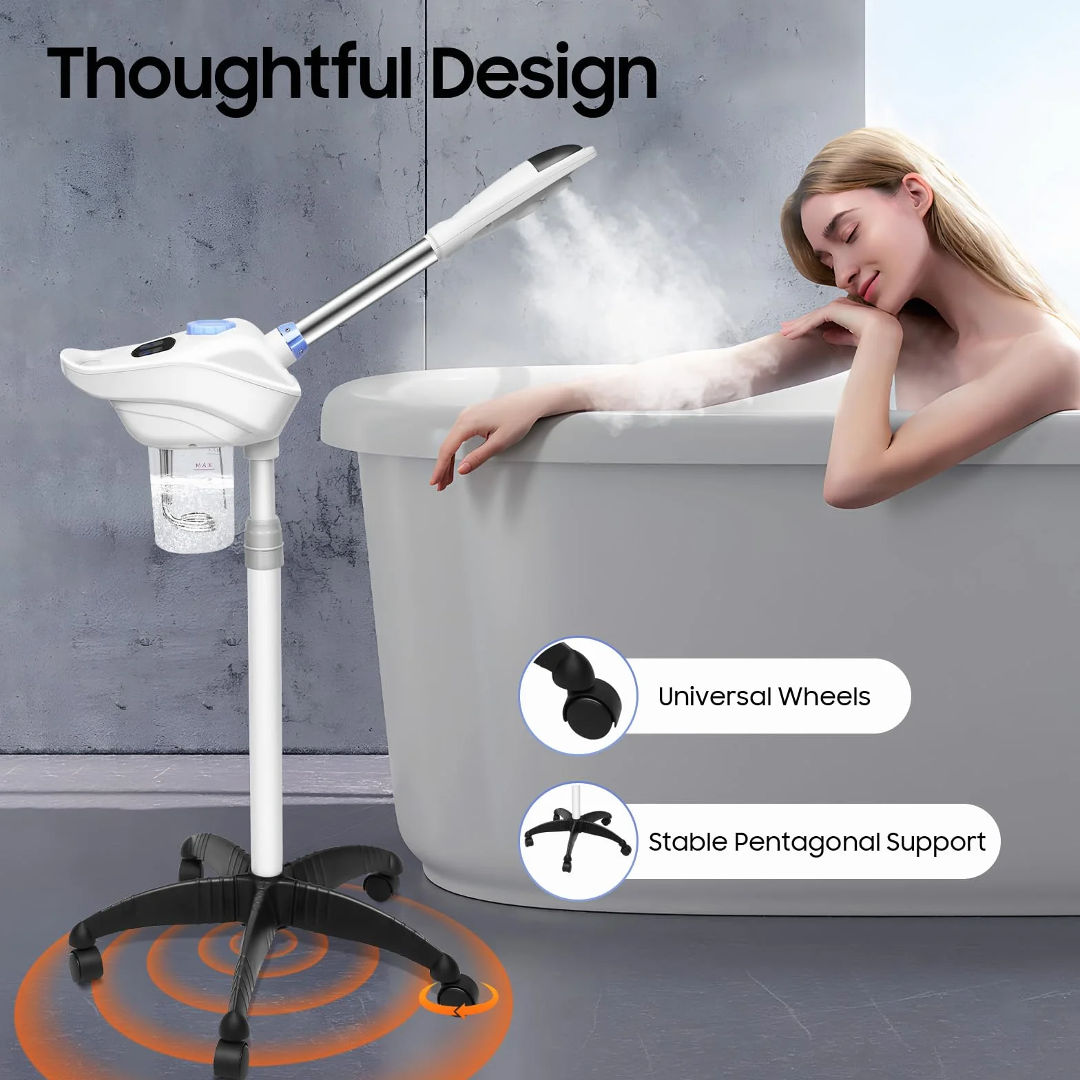 Vaporizzatore viso professionale con ugello girevole 360° per pulizia profonda