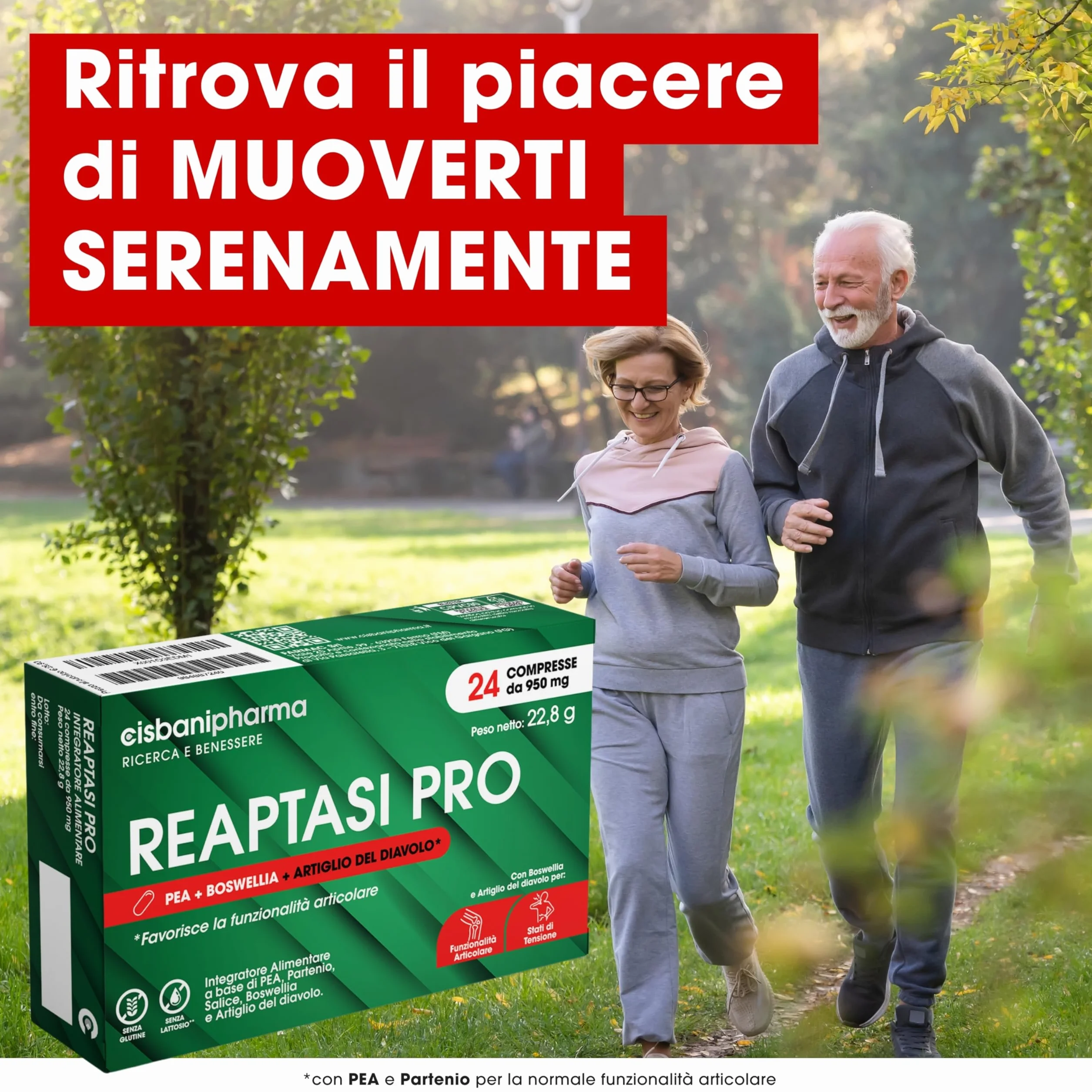 CISBANI PHARMA Reaptasi Pro, Integratore Articolazioni, Favorisce la Normale Funzionalità Articolare, con PEA, Artiglio del Diavolo, Boswellia e Partenio – 24 Compresse