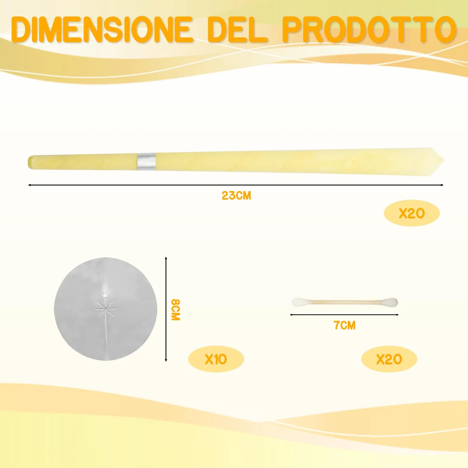 20 Pz Candele per Orecchie Detergenti Naturali, Beige 20 Coni Orecchie Cerume con 10 Dischi Protettivi e 20 Tampone di Cotone, Candele Orecchie Cerume in Cera di Stoffa
