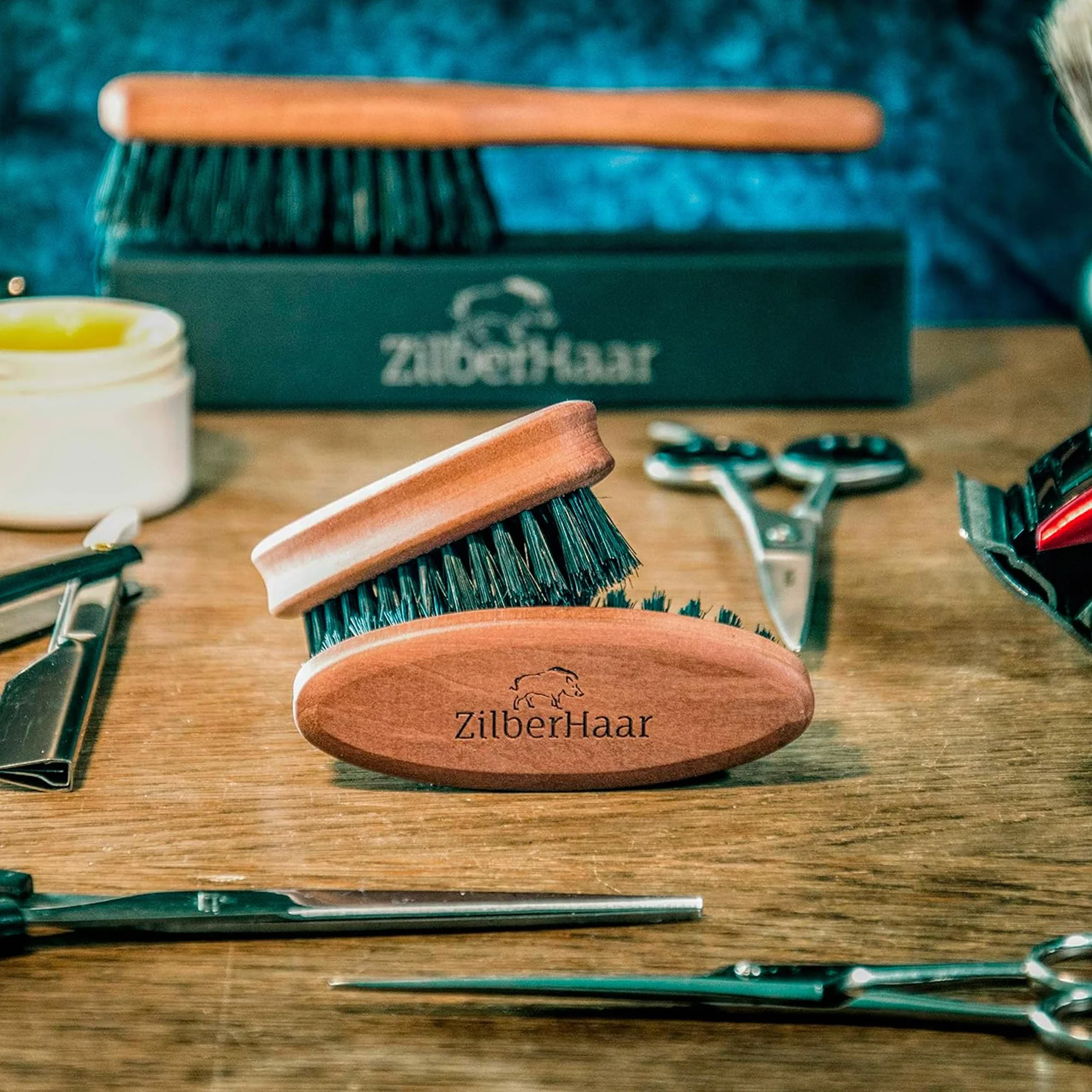 Boar Bristle Pocket Beard Brush by Zilberhaar - Firm Bristle Small Brush - Perfect Grooming Tool for Any Beard or Moustache - Works For Any Beard - Made In Germany by ZilberHaar