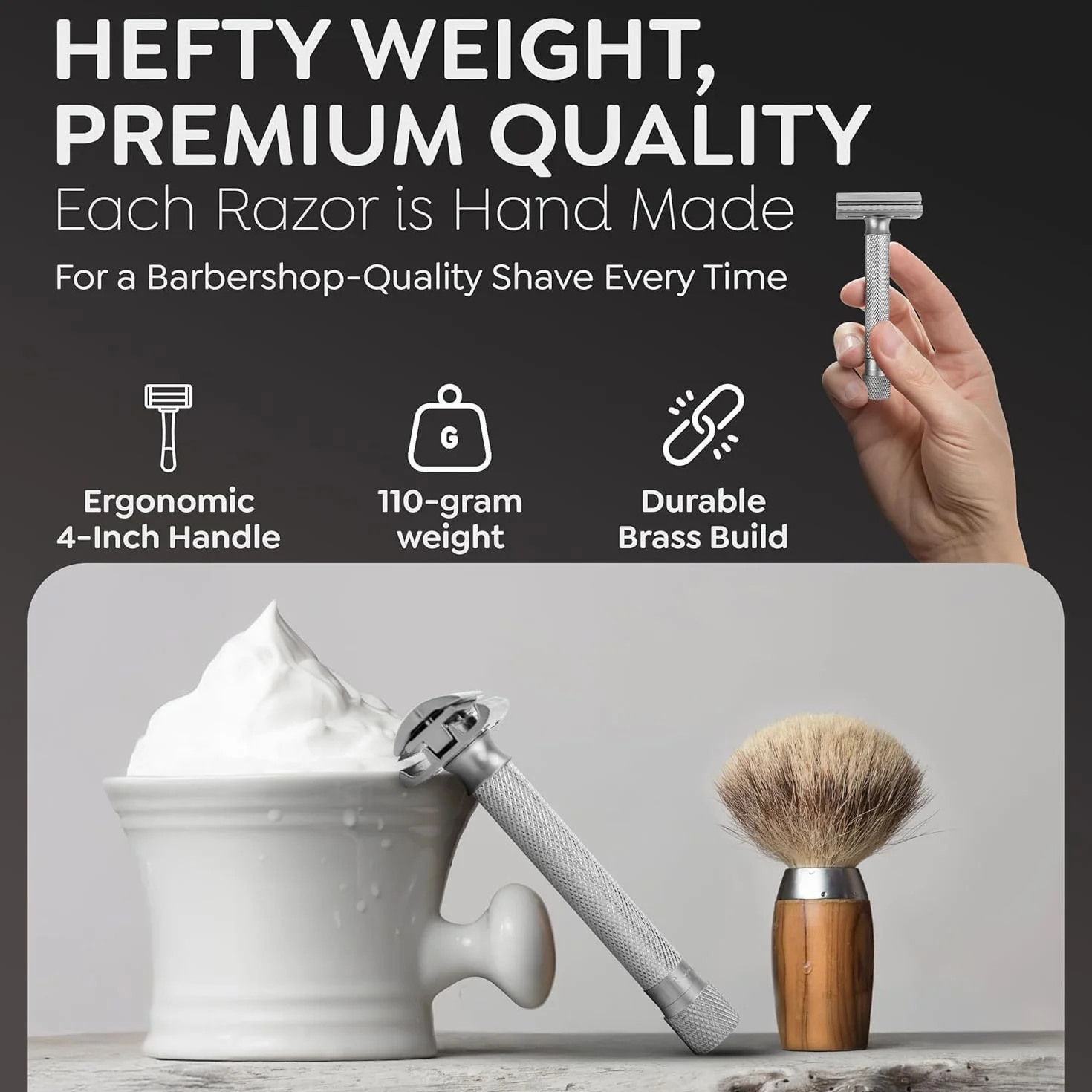 Parker Safety Razor Parker Variante regolabile doppio bordo rasoio di sicurezza e 5 Premium Blades - Cromo satinato
