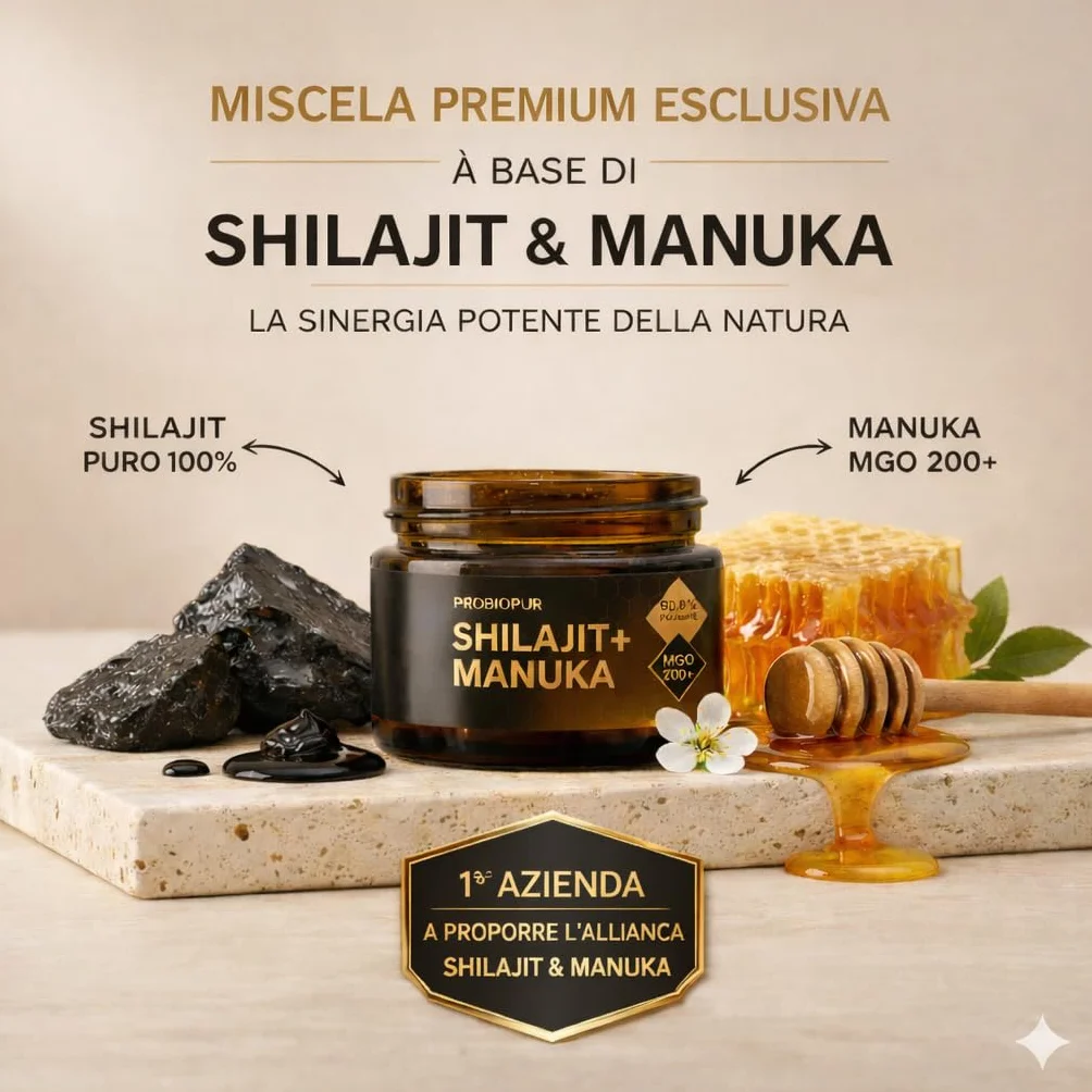 PROBIOPUR – Shilajit + Miele di Manuka (50 g) – Formula esclusiva 2 in 1 – Resina 100% pura dell’Himalaya + Manuka MGO 200+ – 90% acido fulvico – 100% naturale