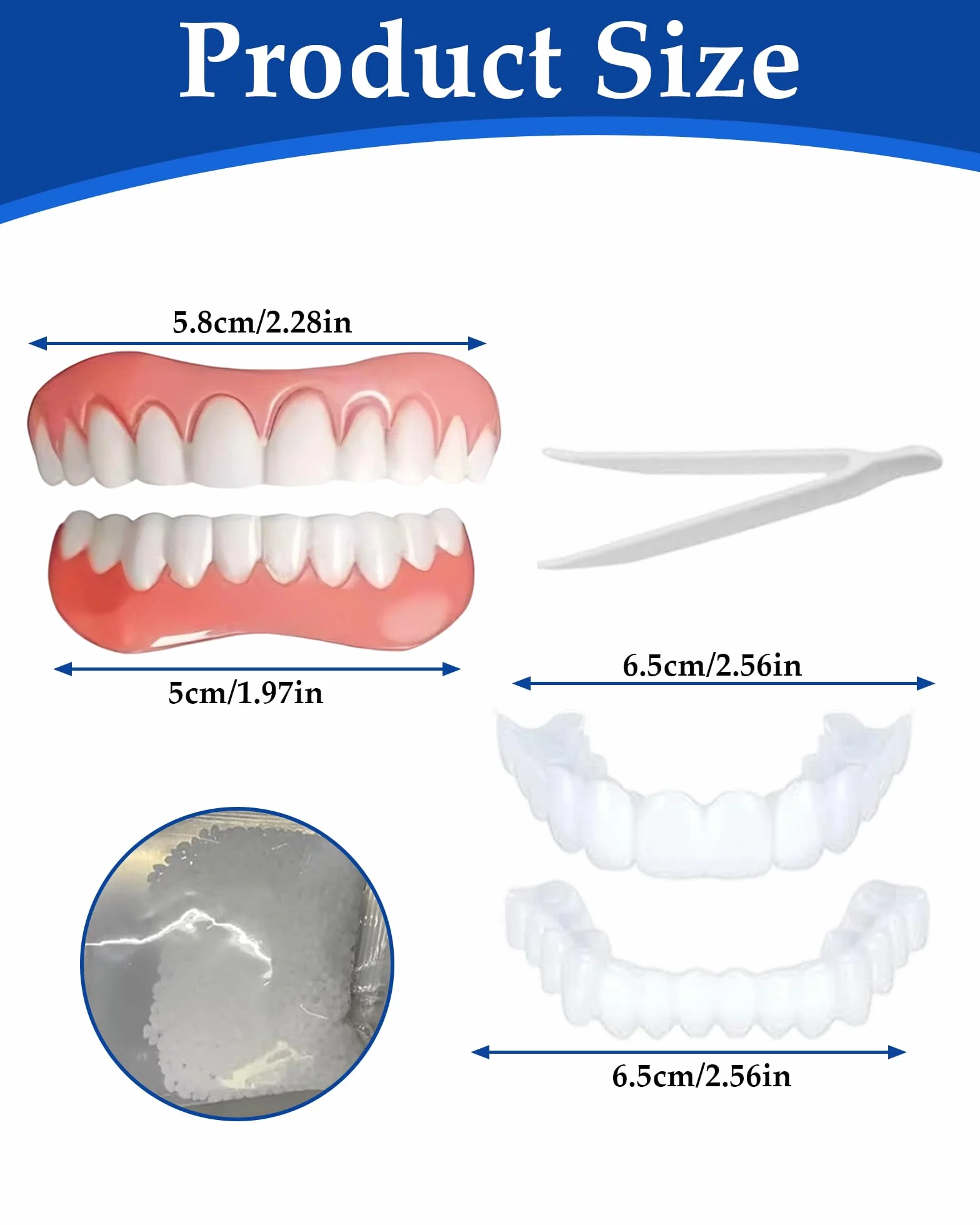 2 Paia Protesi Dentale Universale Faccette Dentali Sorriso Cosmetico Denti Finti Autoadesivi Dentiera Finta Naturale Provvisoria