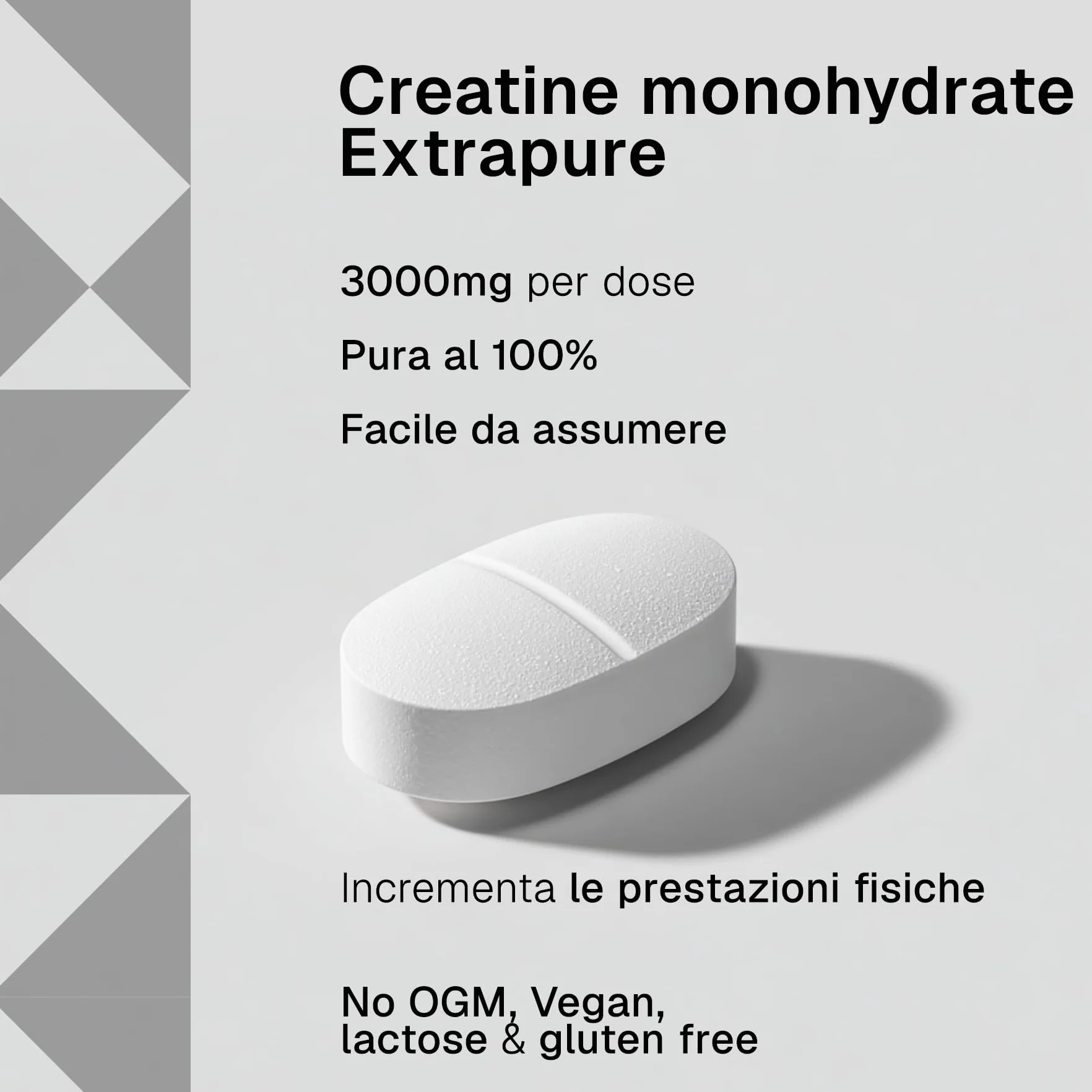 Creatina Monoidrata Compresse RTP – da 3000 mg Creatine Monohydrate – Creatina Pura in Pastiglie – Integratore per Sport, Palestra e Post Workout – 500 Compresse Senza Glutine, Senza Lattosio
