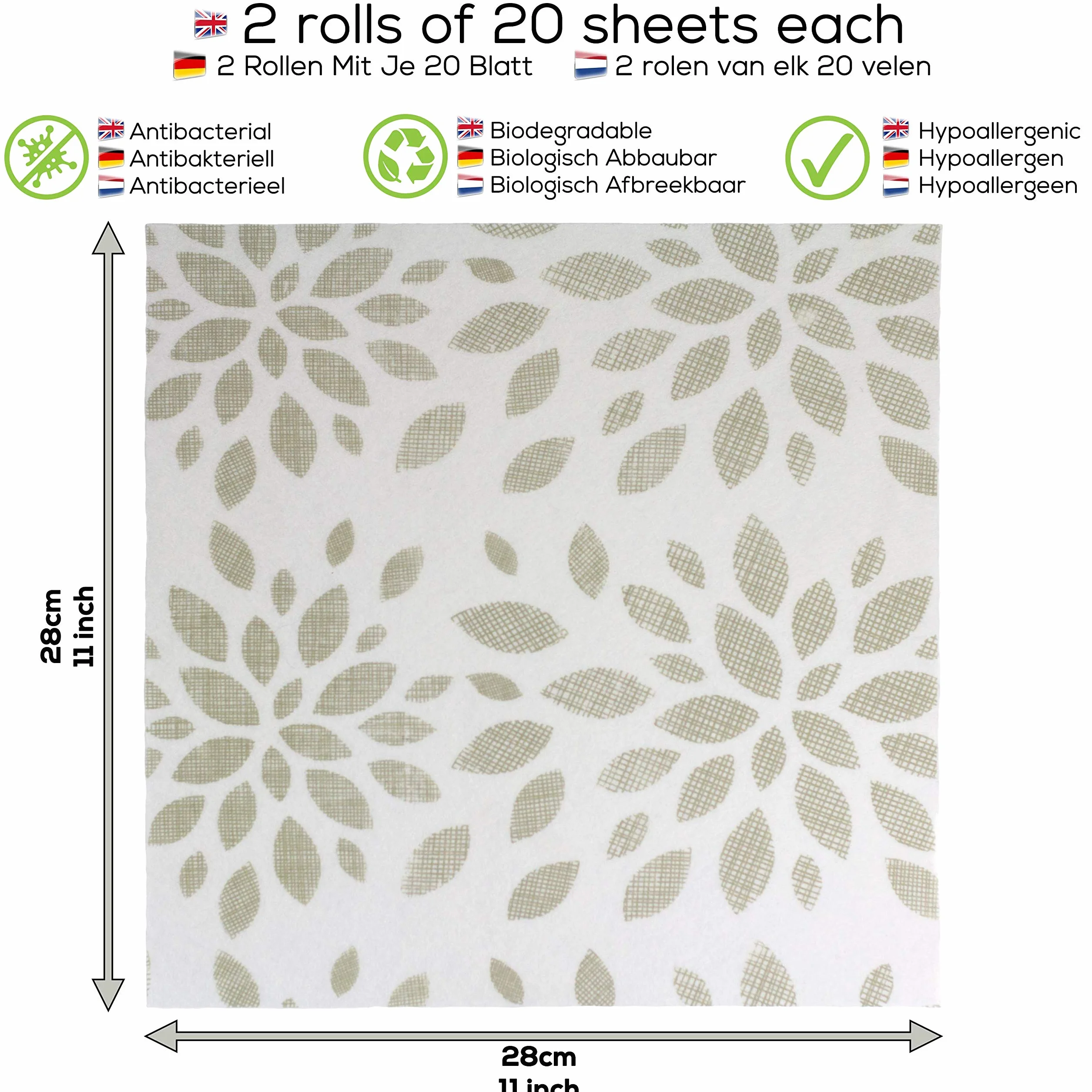 [2 pezzi] 100% bambù, rotolo da cucina lavabile, panni ecologici, sostituisce fino a 50 rotoli di carta da cucina – assorbente/antistrappo/ipoallergenico/antibatterico/biodegradabile