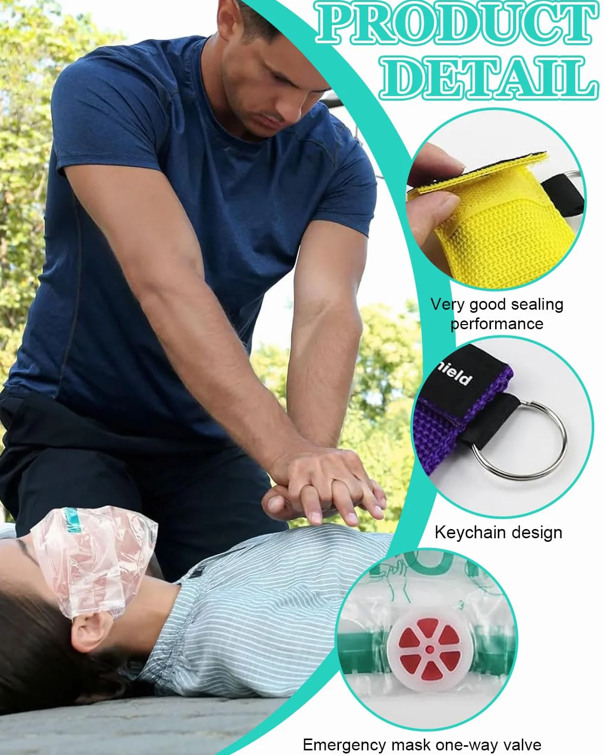 Maschera di respirazione Primo Soccorso Pocket Mask 5 pezzi per addestramento AED