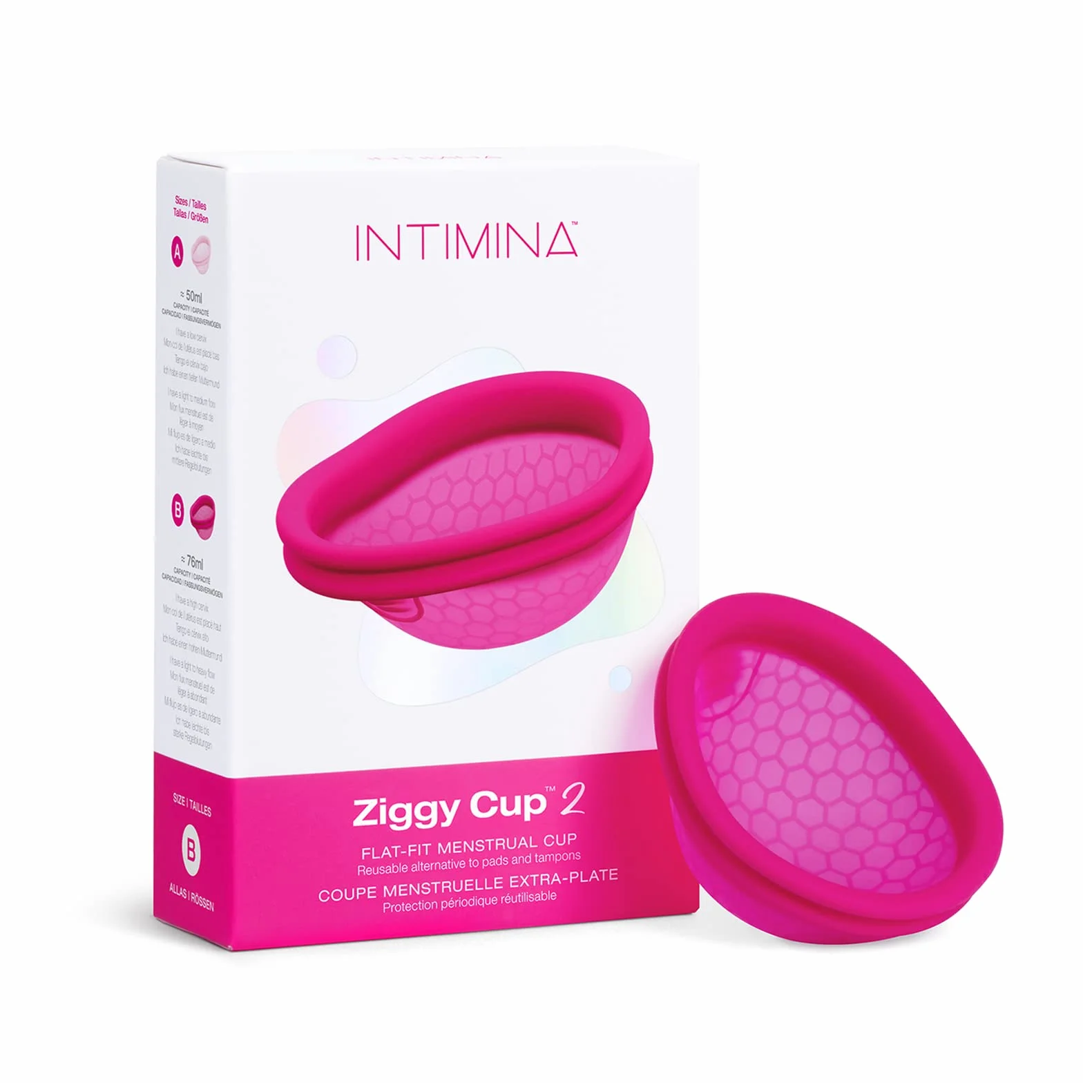 INTIMINA Ziggy Cup 2 - Disco Mestruale Riutilizzabile Extra-Sottile con Design Flat-fit Menstrual Cup, Coppette Mestruali, (Misura B)