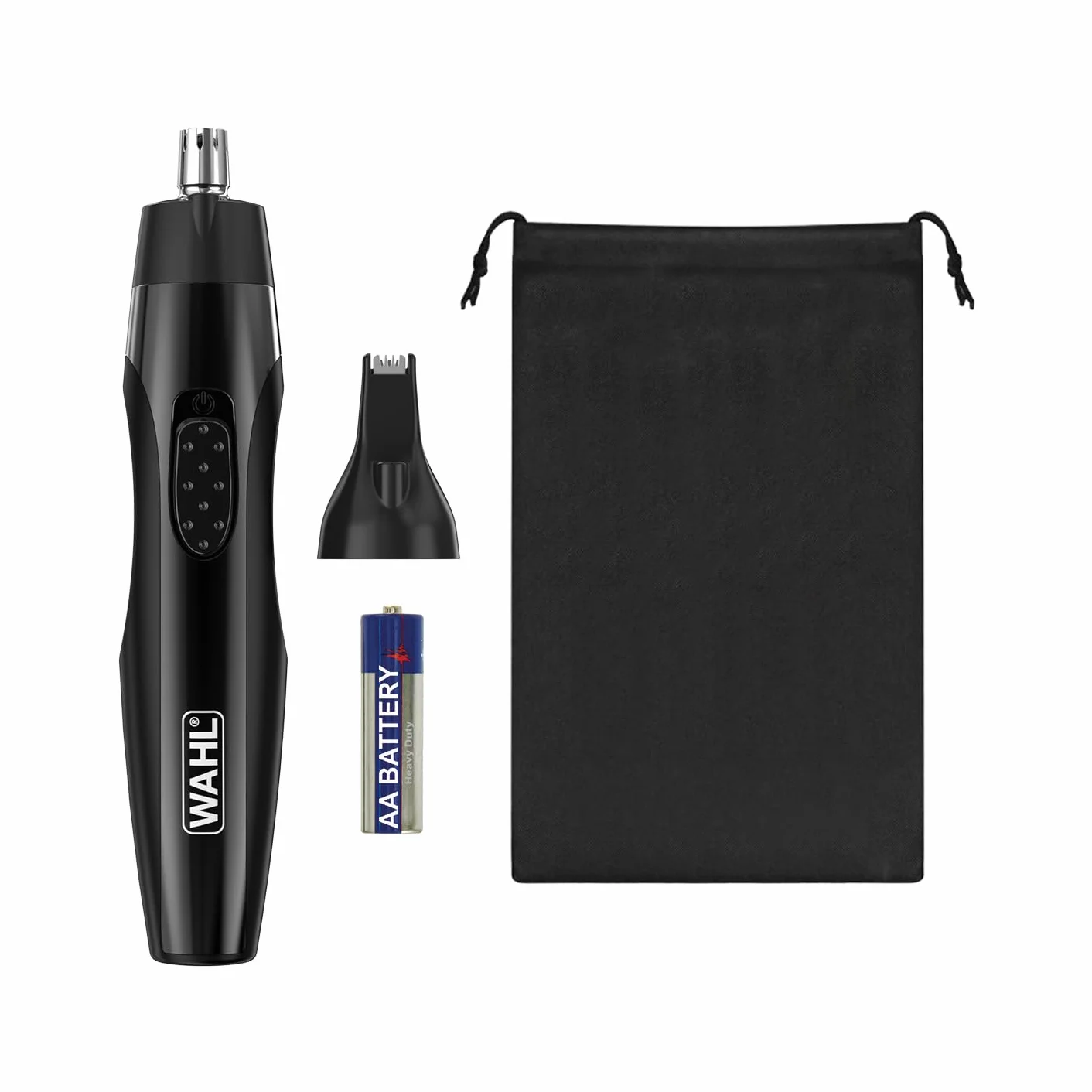 WAHL 2 in 1 Detail Trimmer, trymer do uszu, nosa i twarzy, bateryjny, myte końcówki, wygodny uchwyt, etui podróżne
