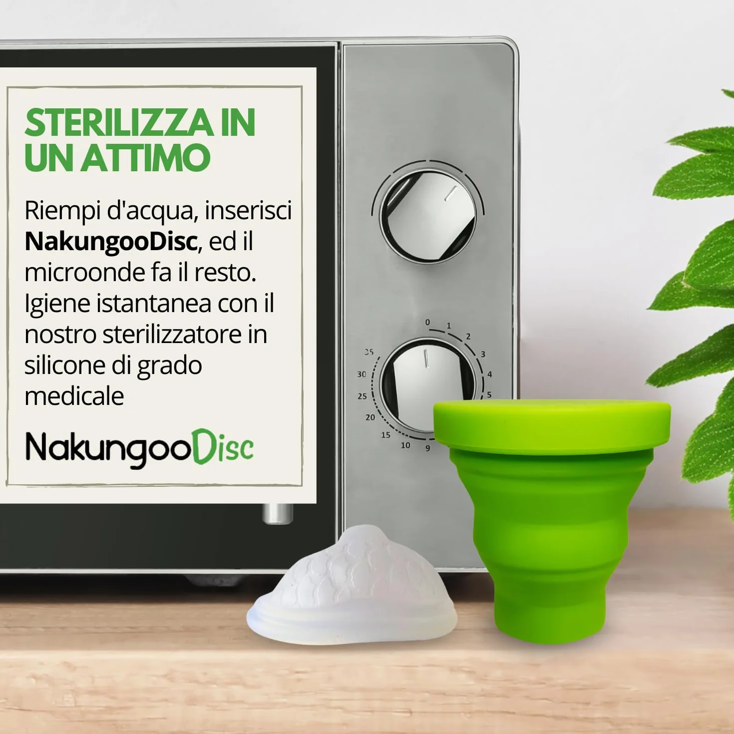 Nakungoo Disc Disco Mestruale Morbido 100% Silicone Medicale Certificato, Riutilizzabile, per Rapporti Sessuali | Kit 2 Misure (S e L) per Flusso Abbondante e Leggero con Sterilizzatore ed Accessori
