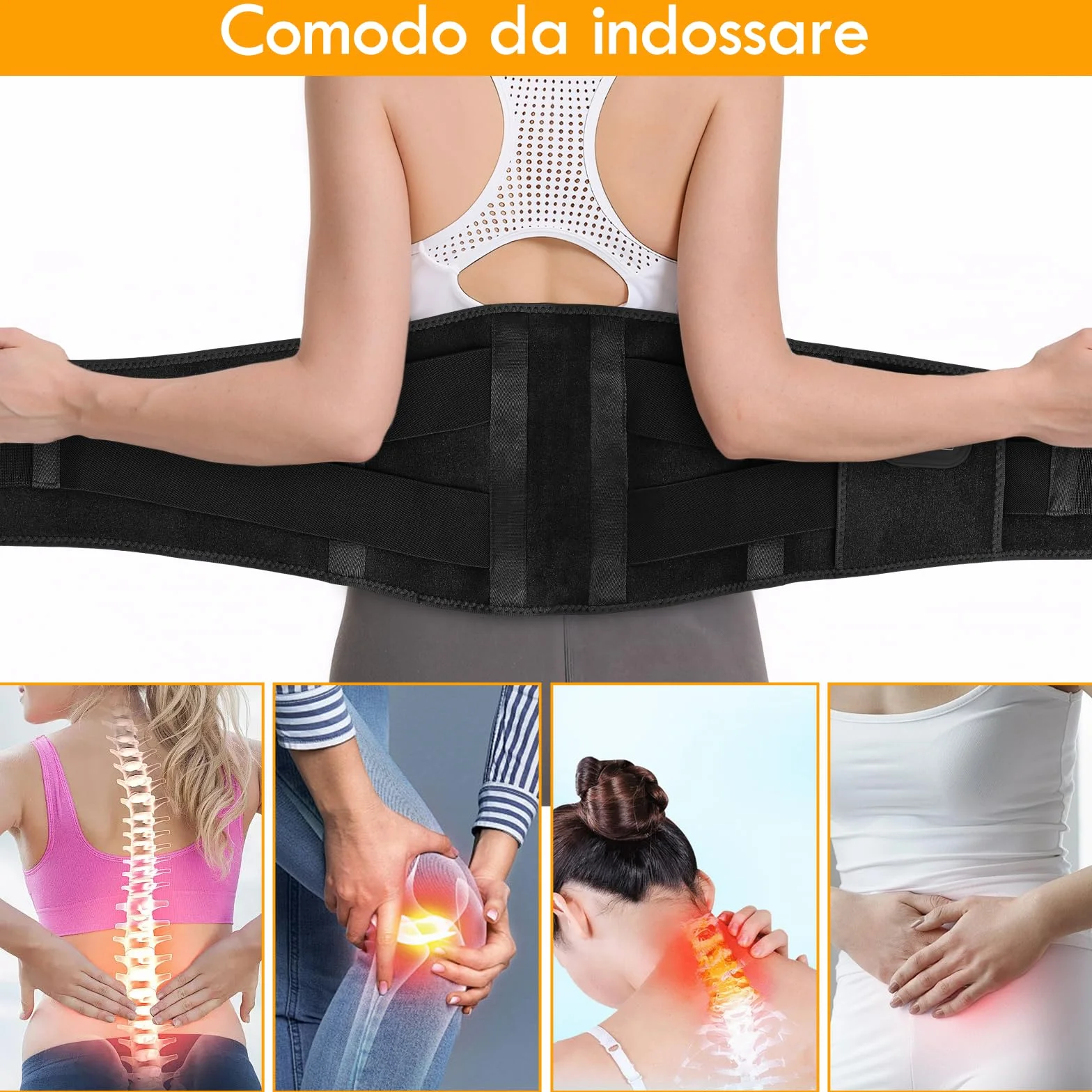 16000mAh Batteria Fascia Lombare Riscaldamento,Termoforo Lombare con 3 Livelli di Temperatura e Massaggio a Vibrazione,cintura riscaldante per la schiena con USB regalo per mamme, donne (Nero)