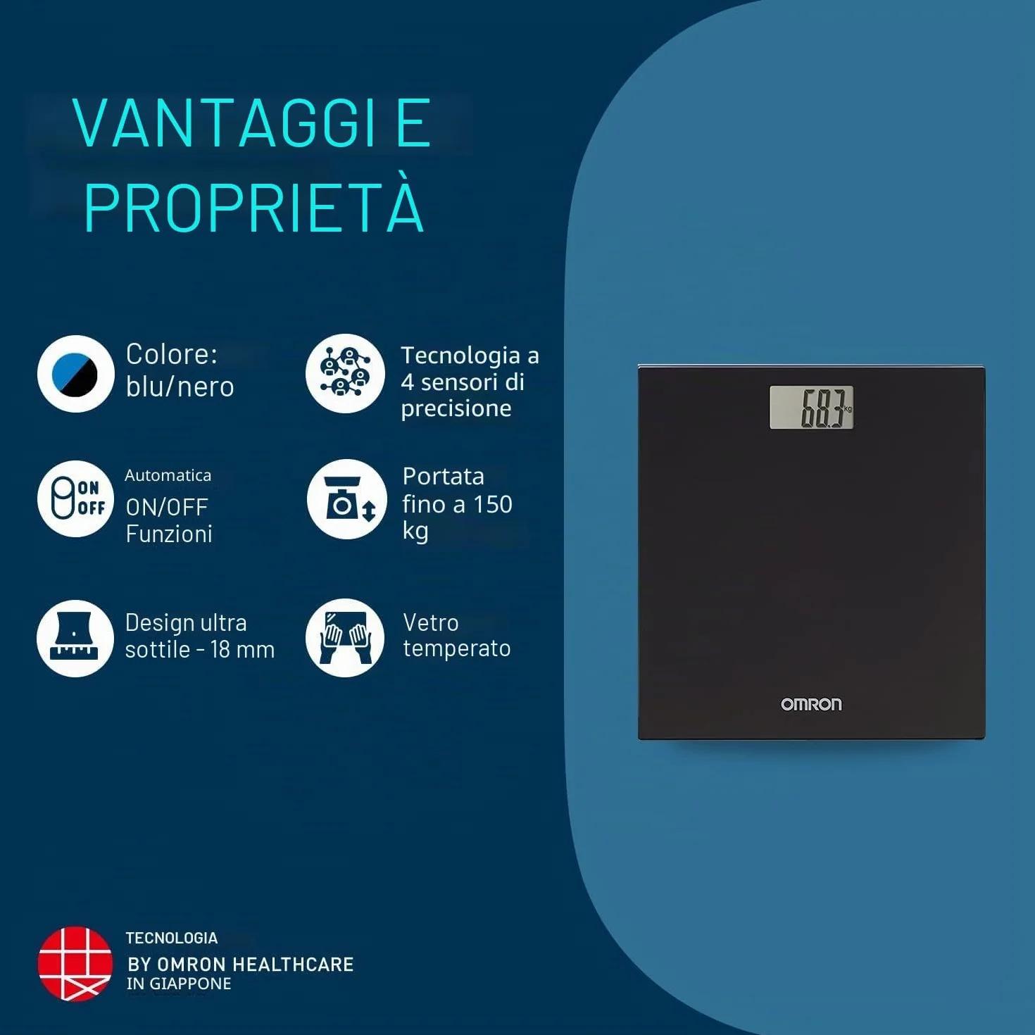 OMRON HN289 Bilancia Pesapersone Digitale Accensione Spegnimento Automatico Design Extra Sottile