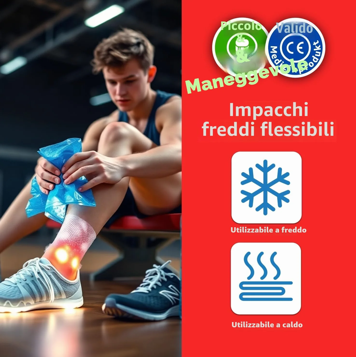2x Impacchi Freddo Caldo 29x12cm – Set Made in Germany – Cuscinetti Gel Riutilizzabili per Terapia del Dolore, Lesioni, Gonfiori e Sollievo Muscolare