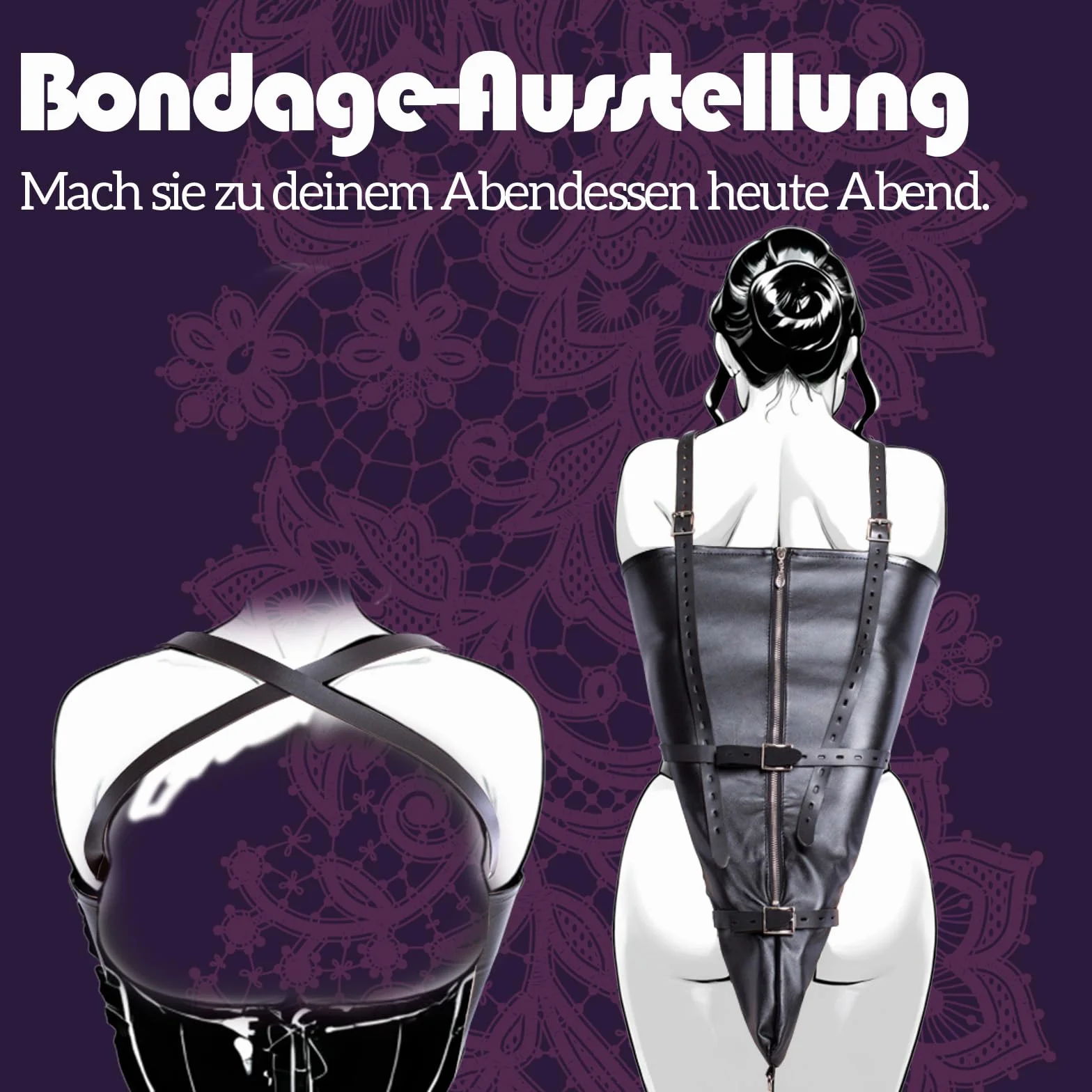 Camicia di forza per uomo, borsa bondage in pelle, legatura del braccio, BDSM estremo, bondage, manette, restrizioni le braccia fetish con spalline, giocattolo sessuale erotico coppie
