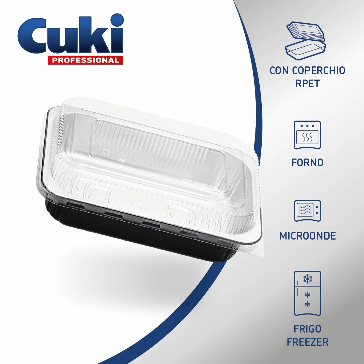 Vaschette alluminio con coperchi ultra-forza 4 porzioni 24x17x5 cm 25 pezzi monouso forno microonde