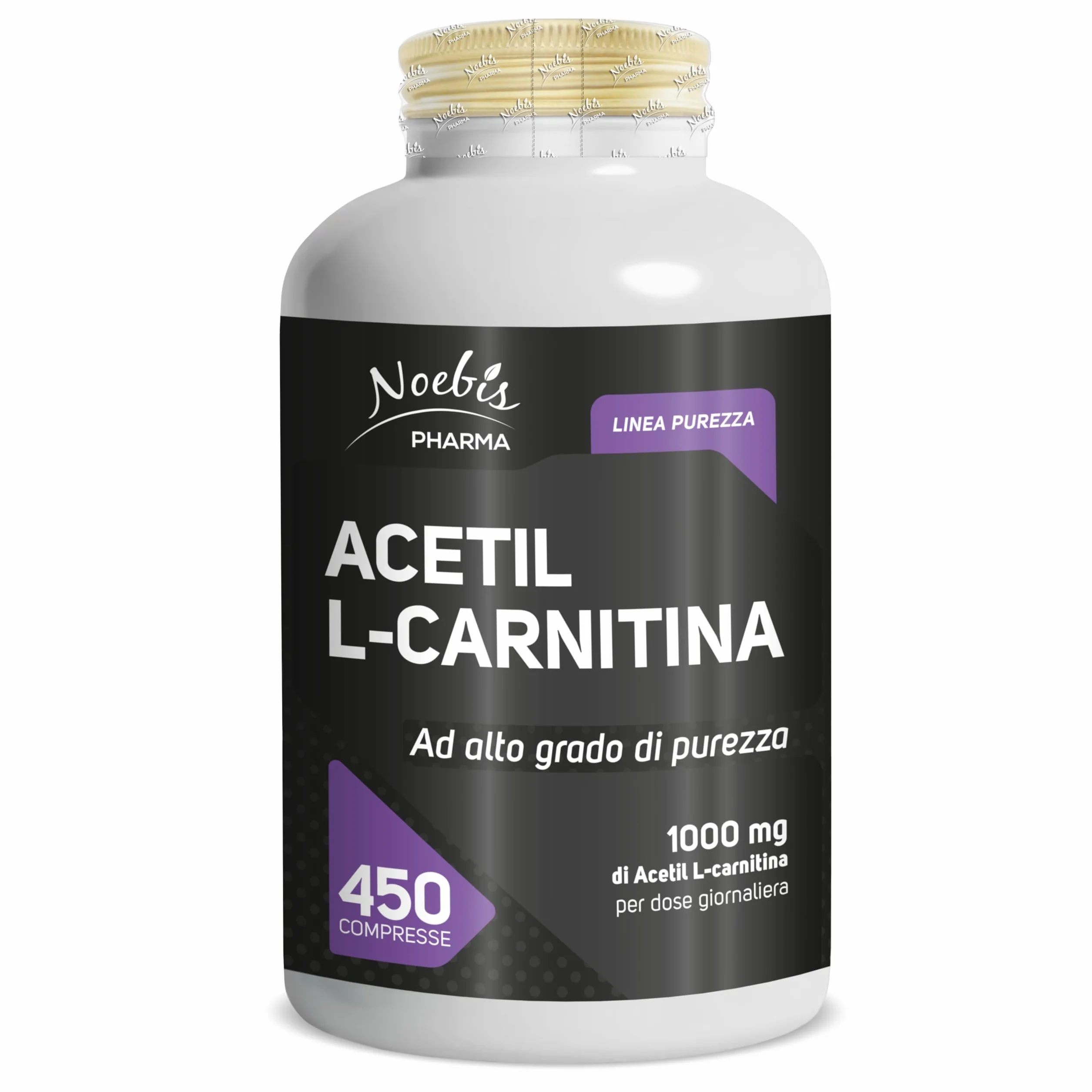 Acetil L-Carnitina Noebis Pharma - 1000 mg per Dose Giornaliera - 450 Compresse - Energia e Vitalità - Maxi Formato