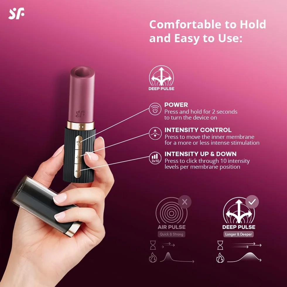 Satisfyer Pro 2 Kiss Vibratore a rossetto 3D Air Pulse Nero Ø 2.9 cm